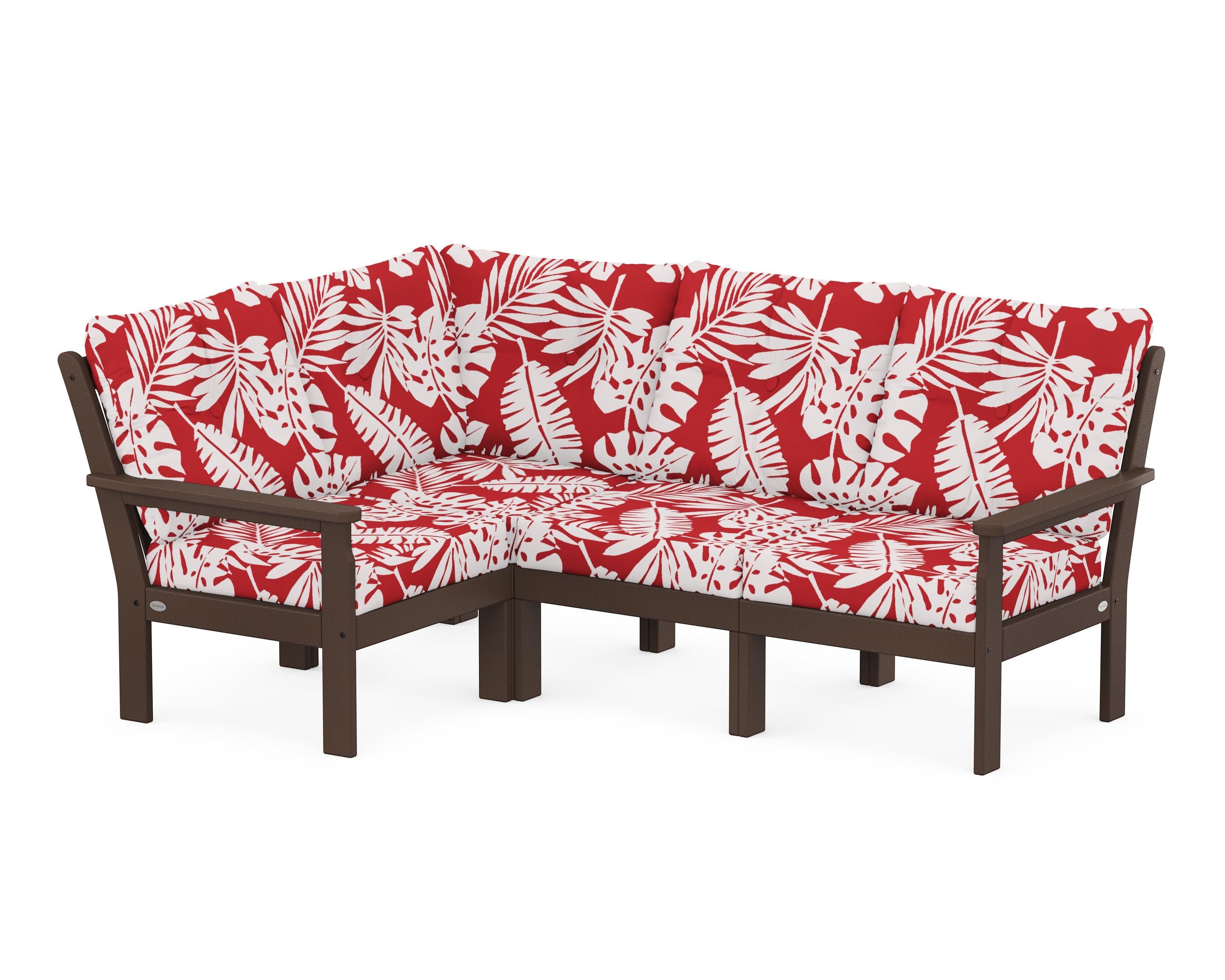 Vineyard 4-Piece Sectional in Mahogany / Leaf Crimson