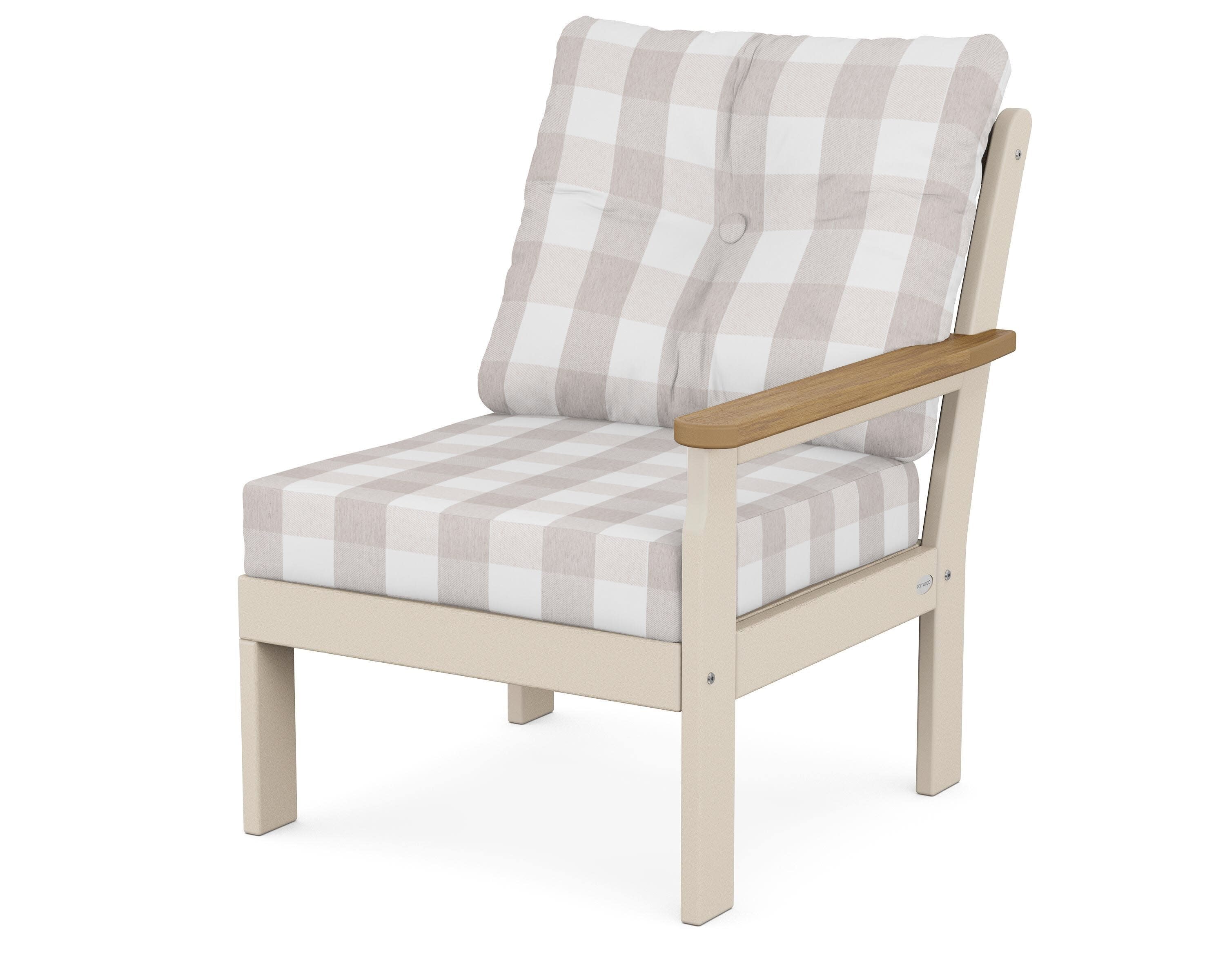Vineyard Modular Right Arm Chair in Sand / Natural / Buffalo Plaid Dune Burlap