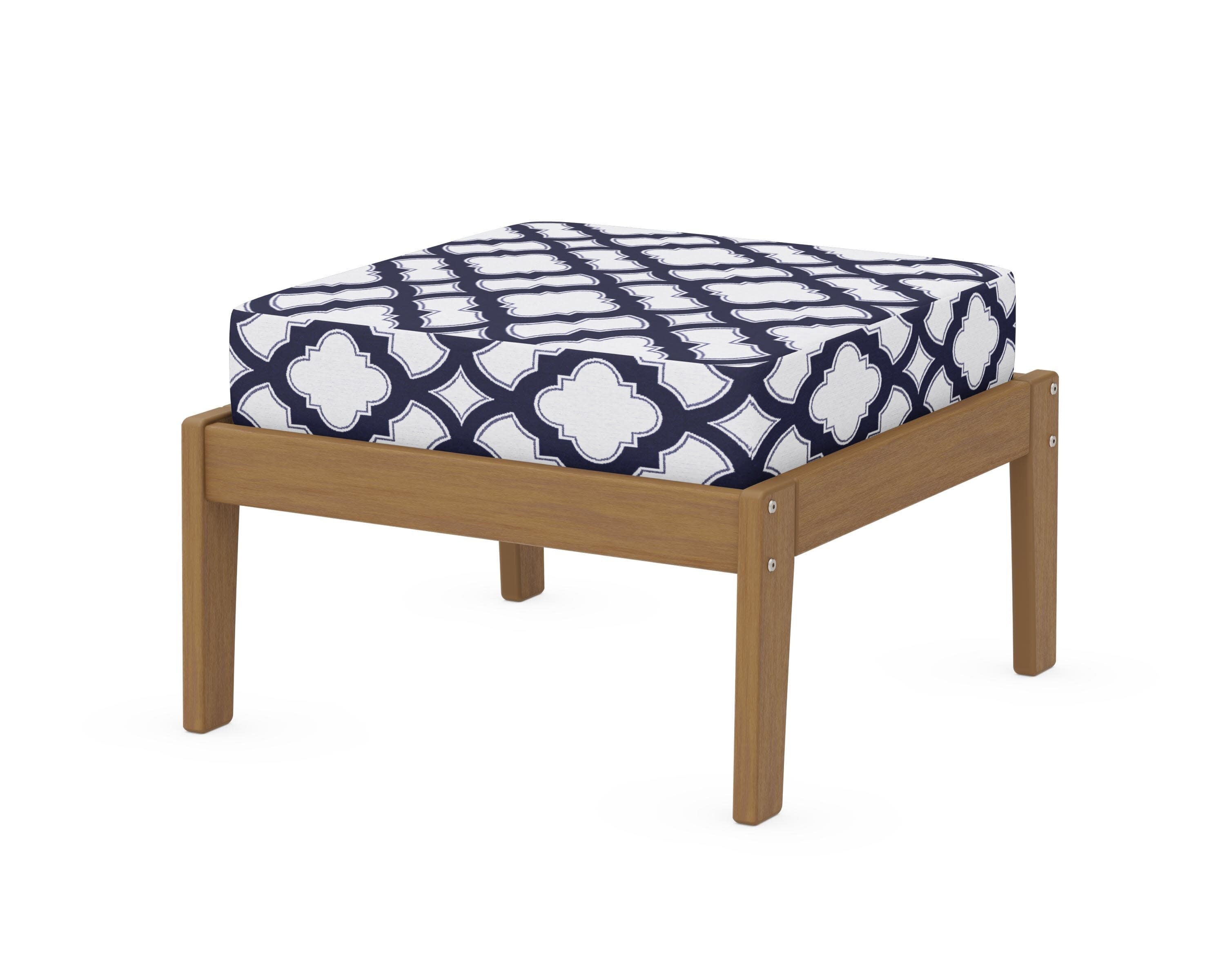 Deep Seating Ottoman in Natural / Trellis Navy