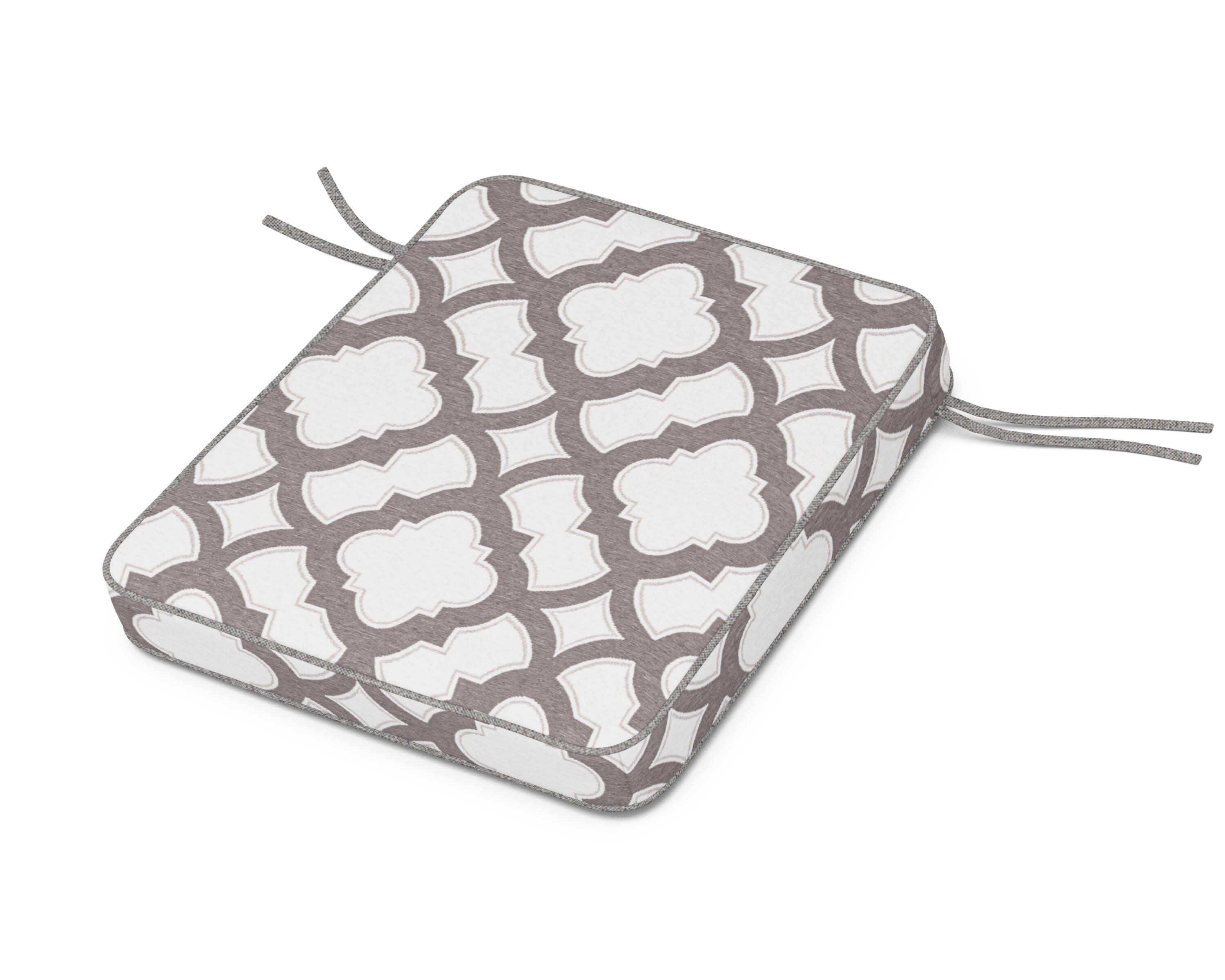 Chinoiserie Rocker Seat Cushion in Trellis Grey Mist