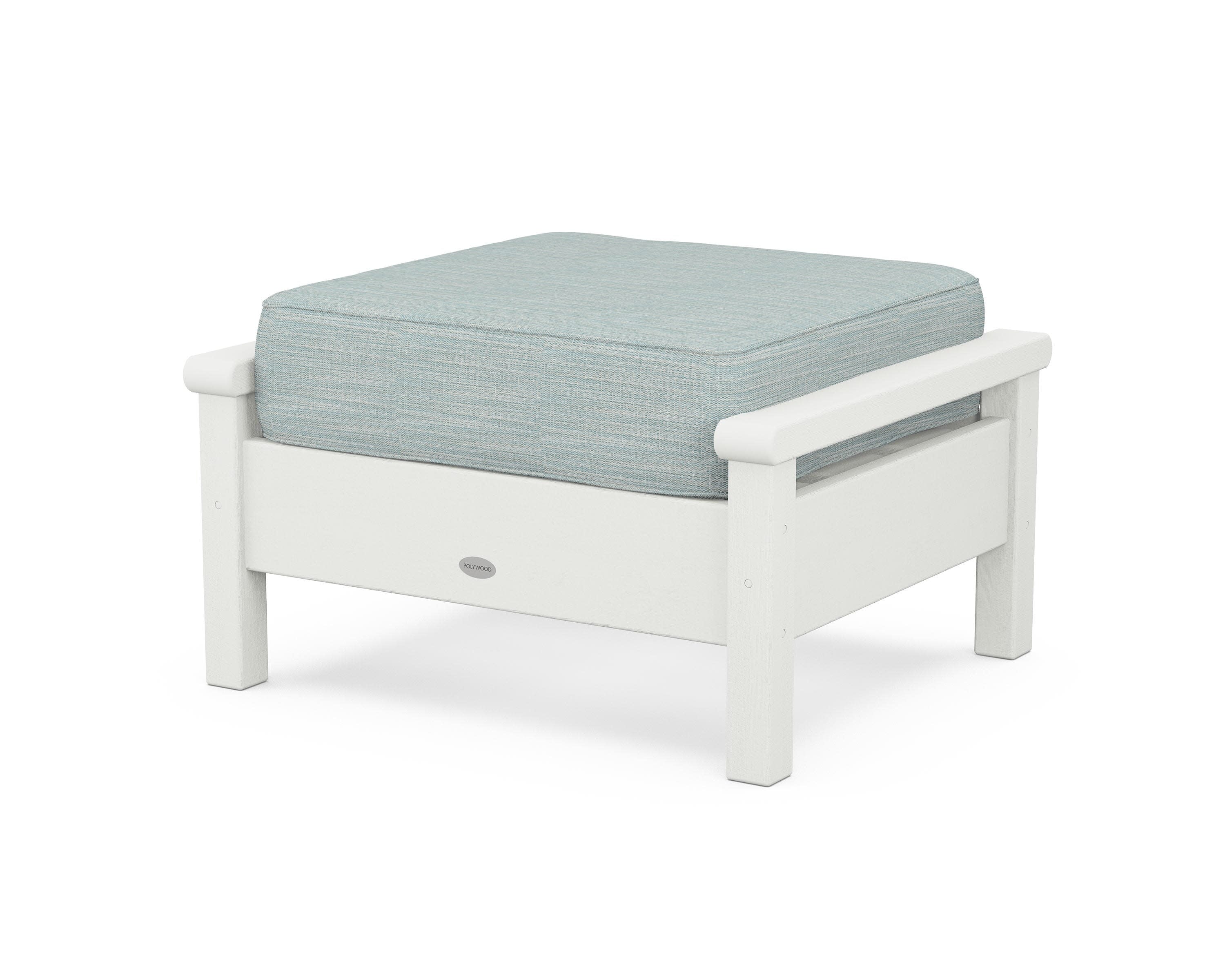 Harbour Deep Seating Ottoman in Vintage White / Soothe Mist