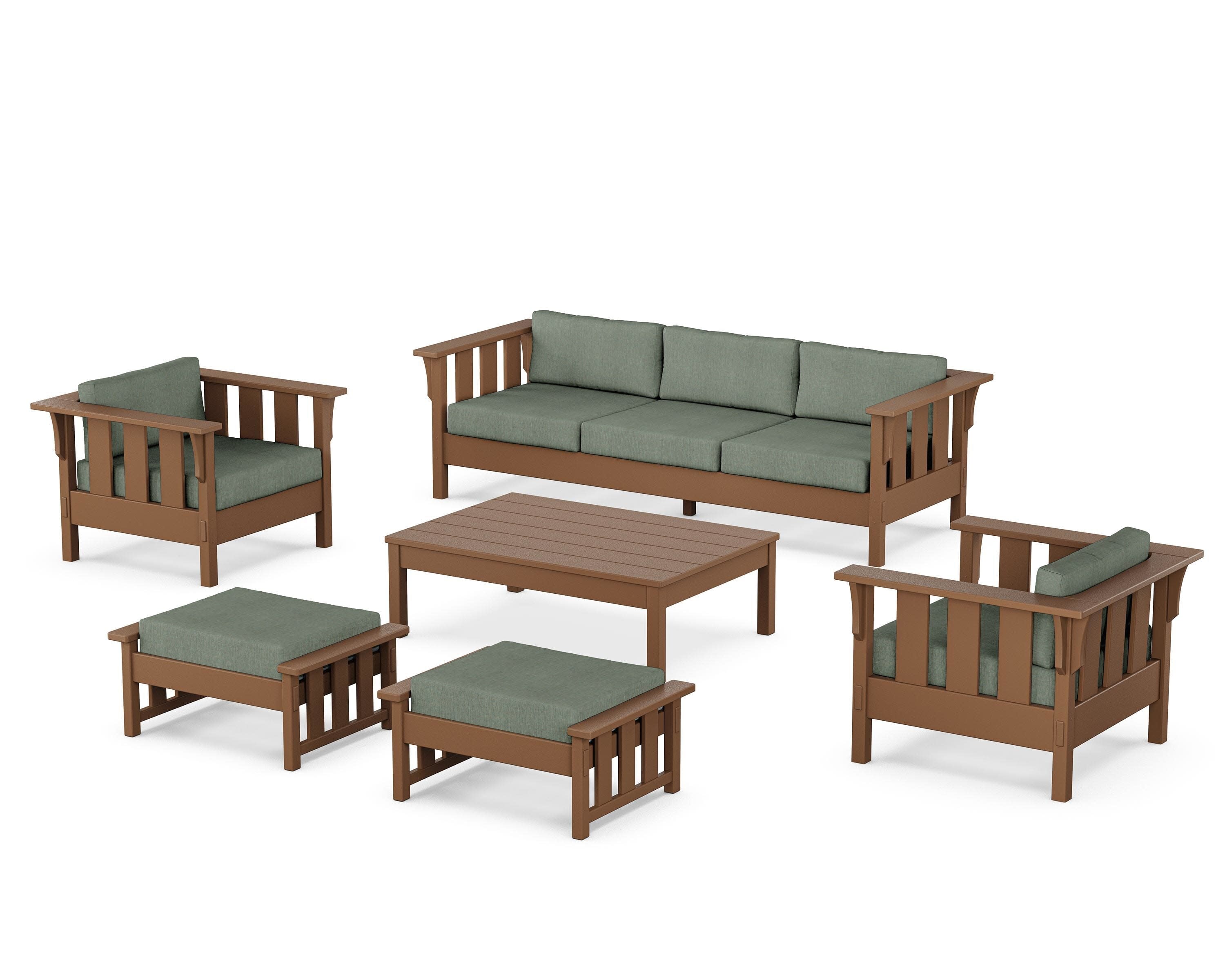 Acadia 6-Piece Lounge Sofa Set in Teak / Cast Sage