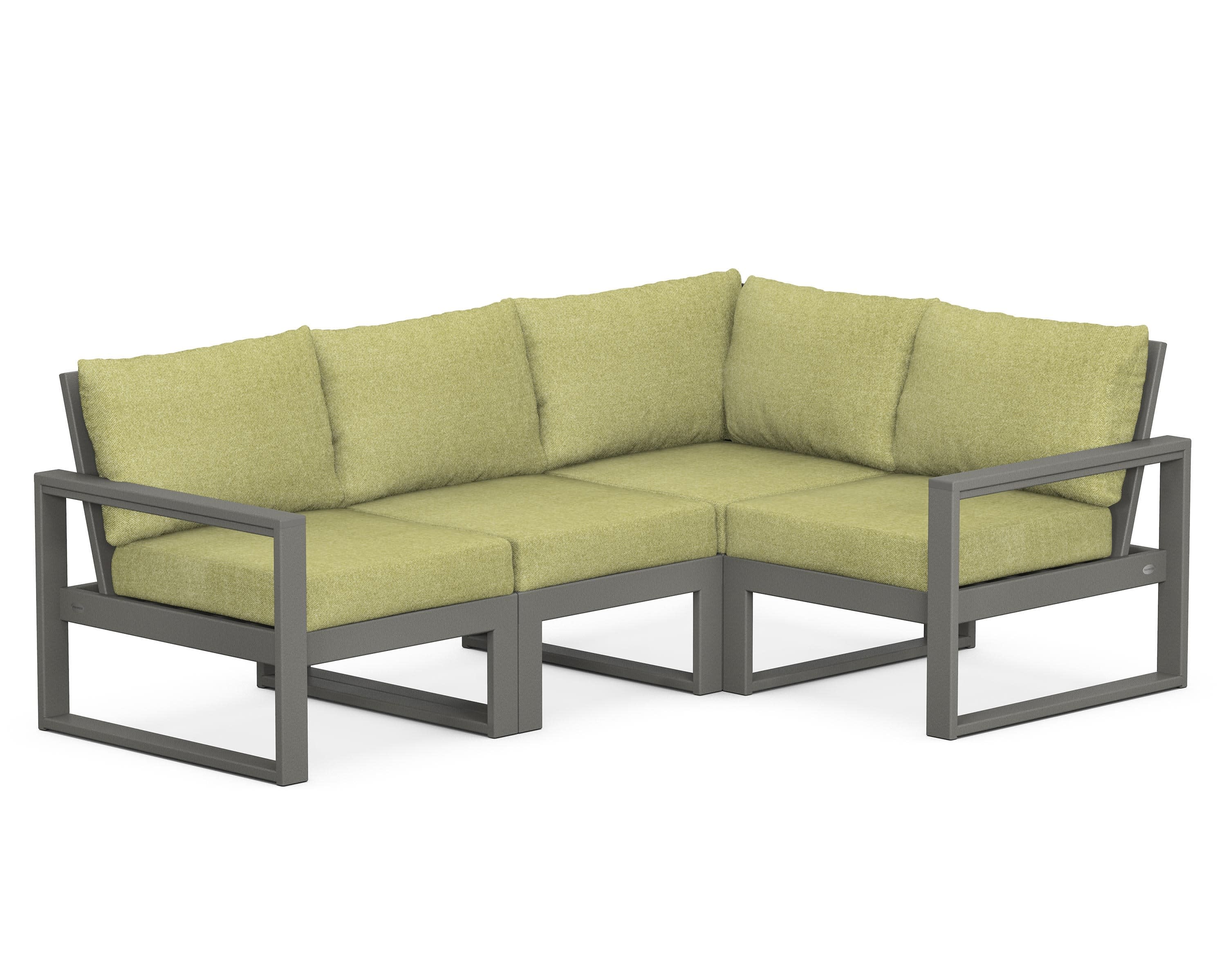 EDGE 4-Piece Modular Deep Seating Set in Slate Grey / Chartreuse Boucle