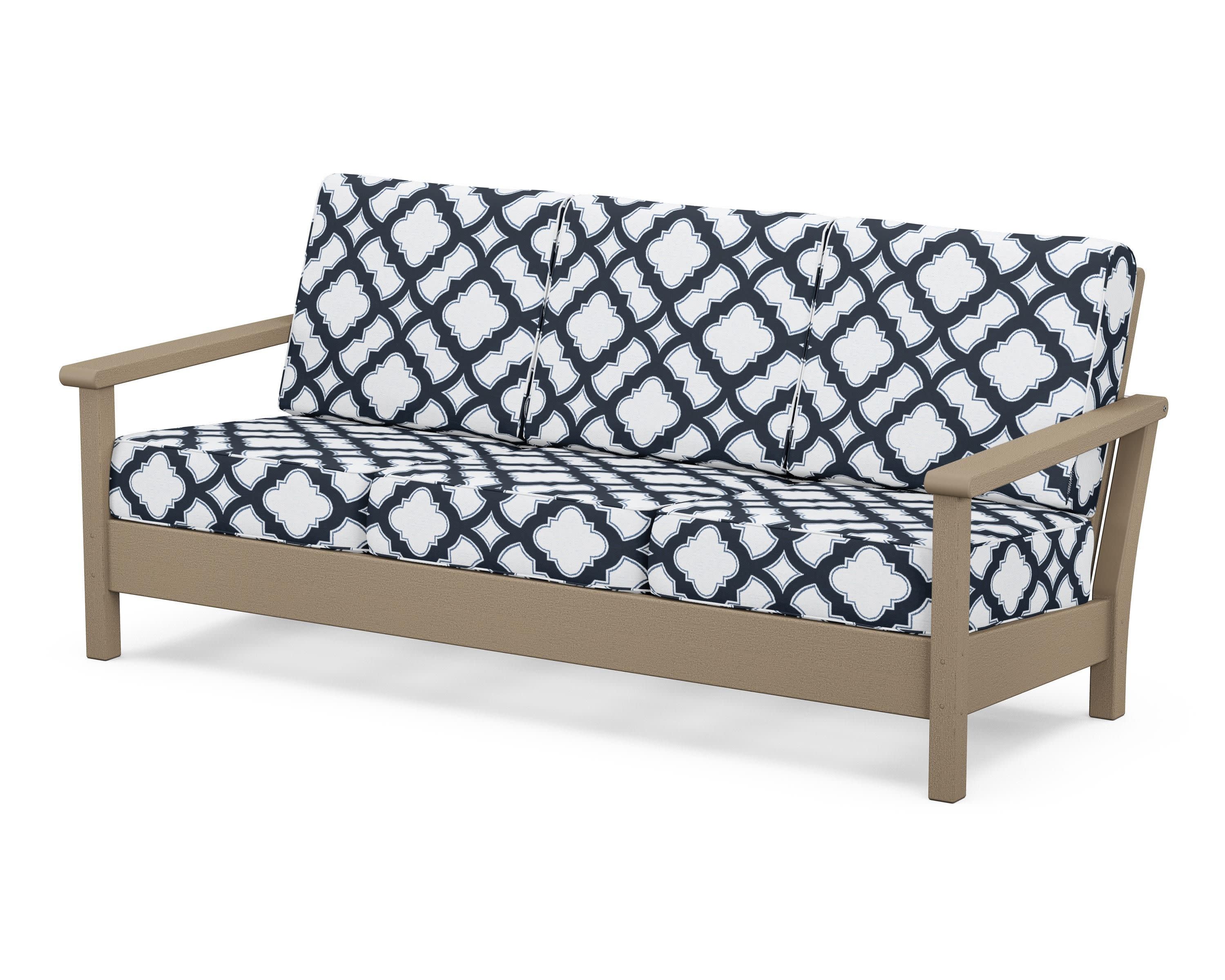 Harbour Deep Seating Sofa in Vintage Sahara / Trellis Marine Indigo