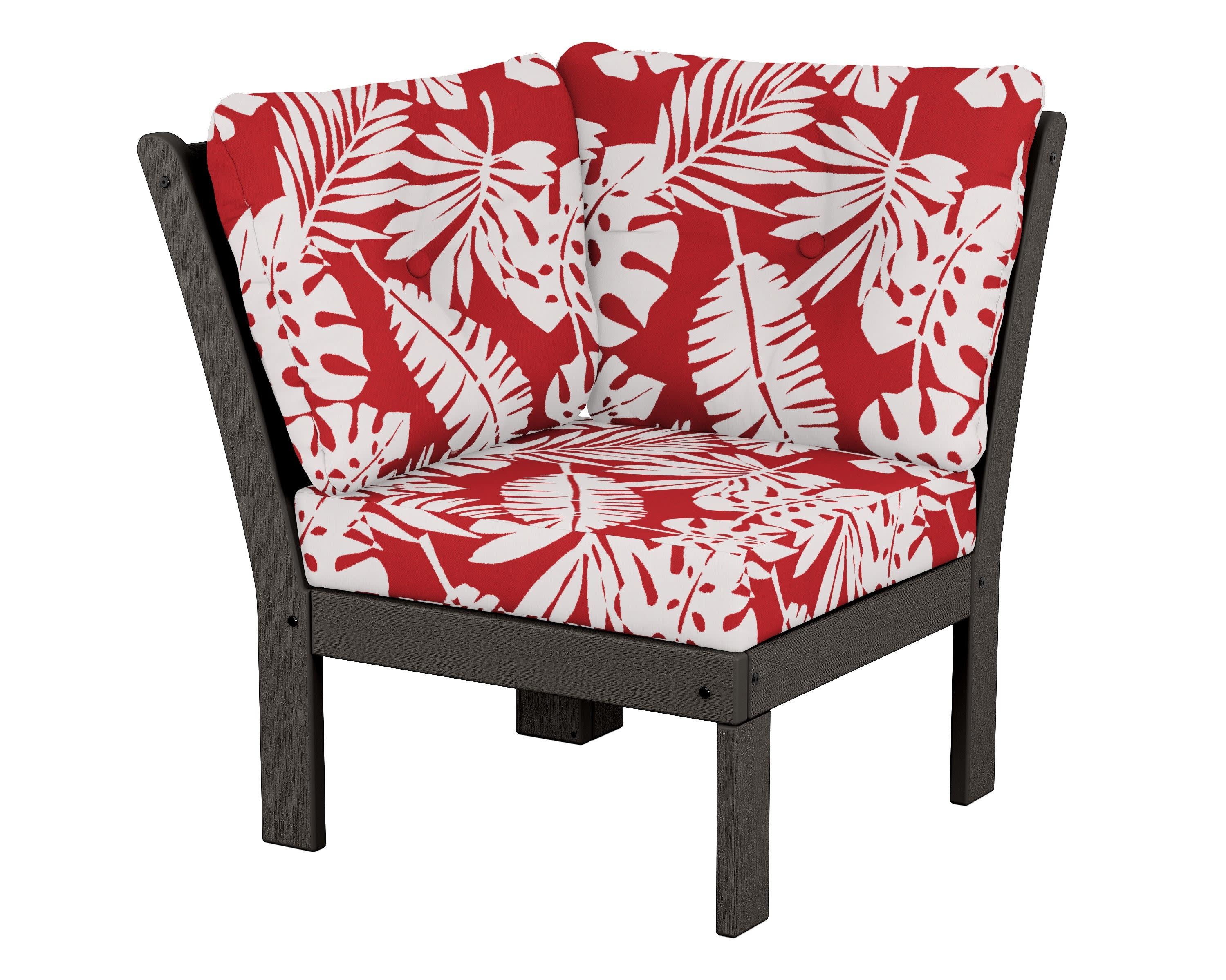 Vineyard Modular Corner Chair in Vintage Coffee / Leaf Crimson