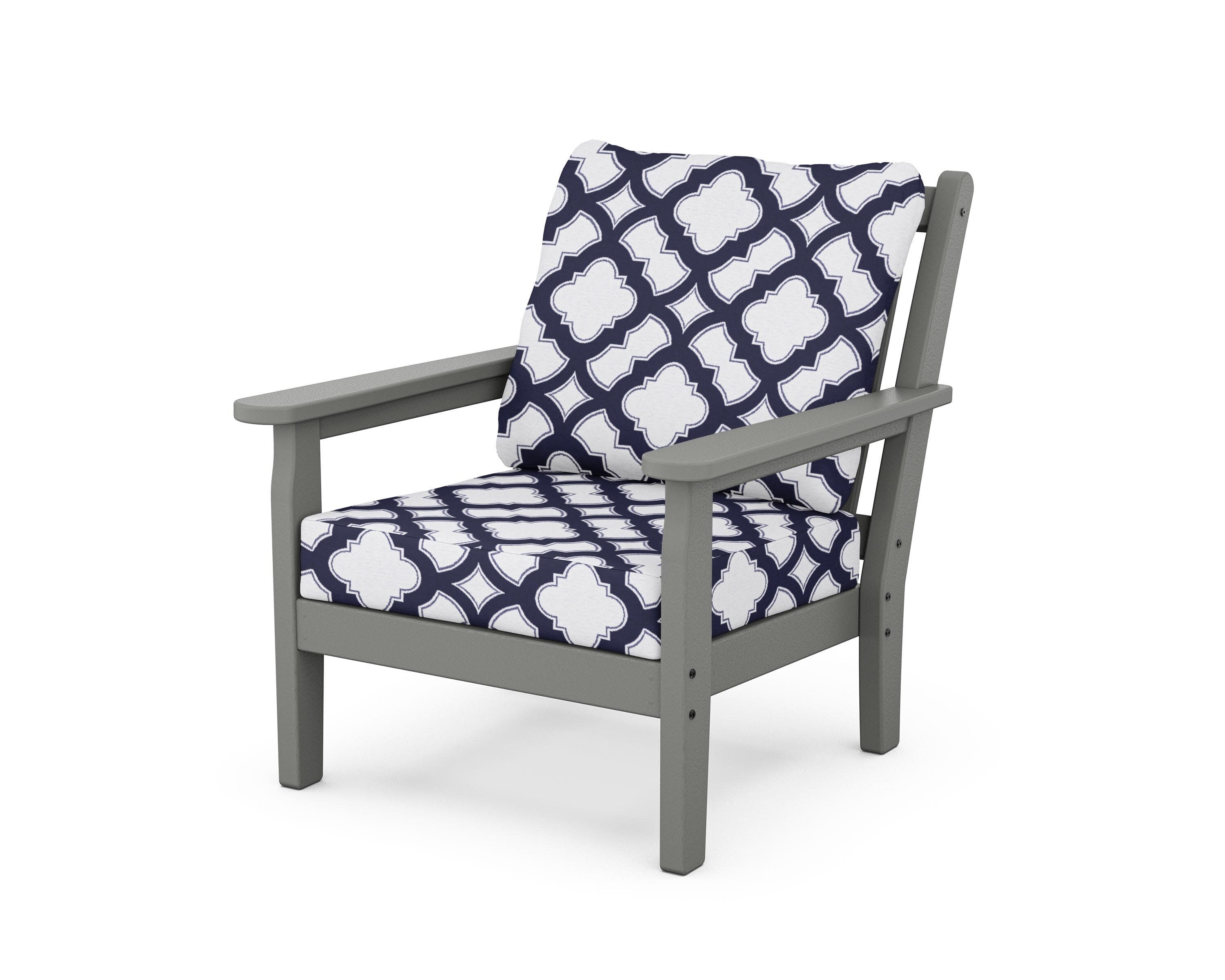 Chippendale Deep Seating Chair in Slate Grey / Trellis Navy