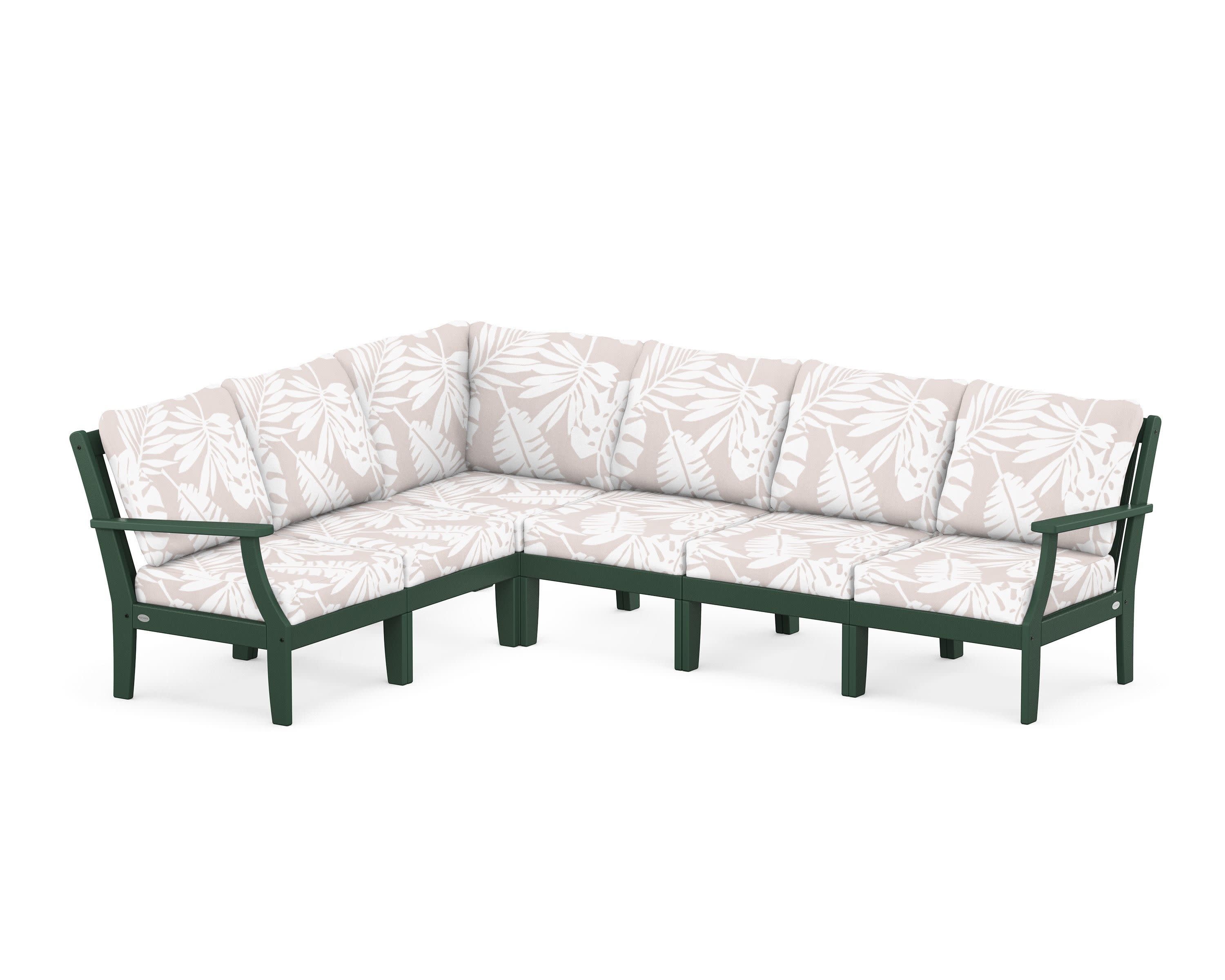 Braxton Modular 6-Piece Deep Seating Set in Green / Leaf Dune Burlap