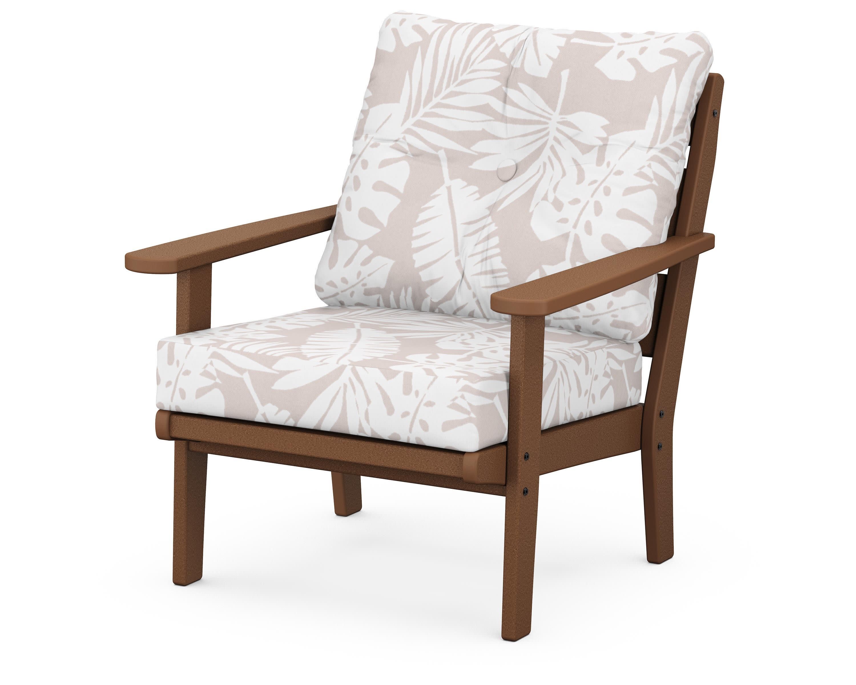 Lakeside Deep Seating Chair in Teak / Leaf Dune Burlap