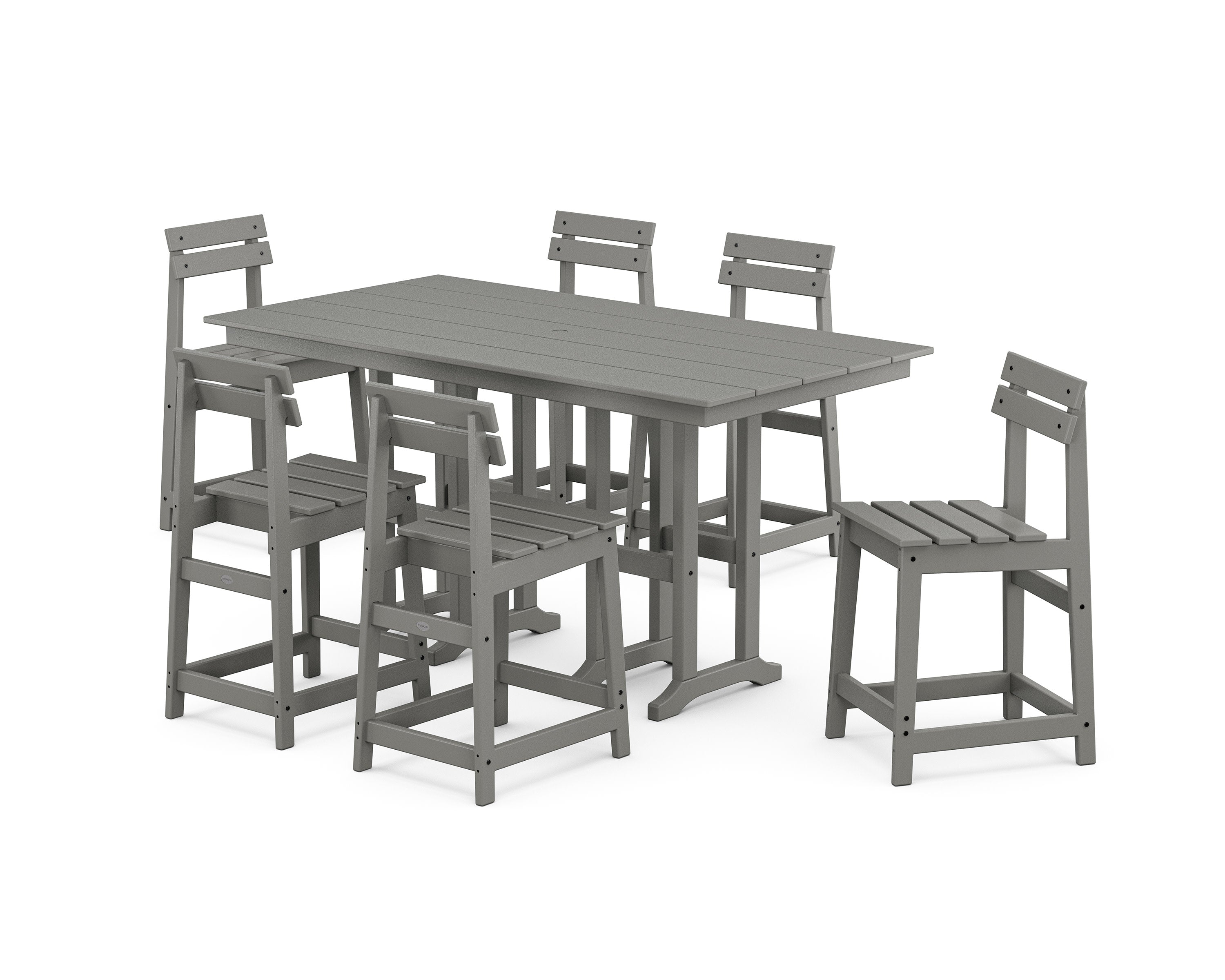 Modern Studio Plaza Counter Chair 7-Piece Set in Slate Grey