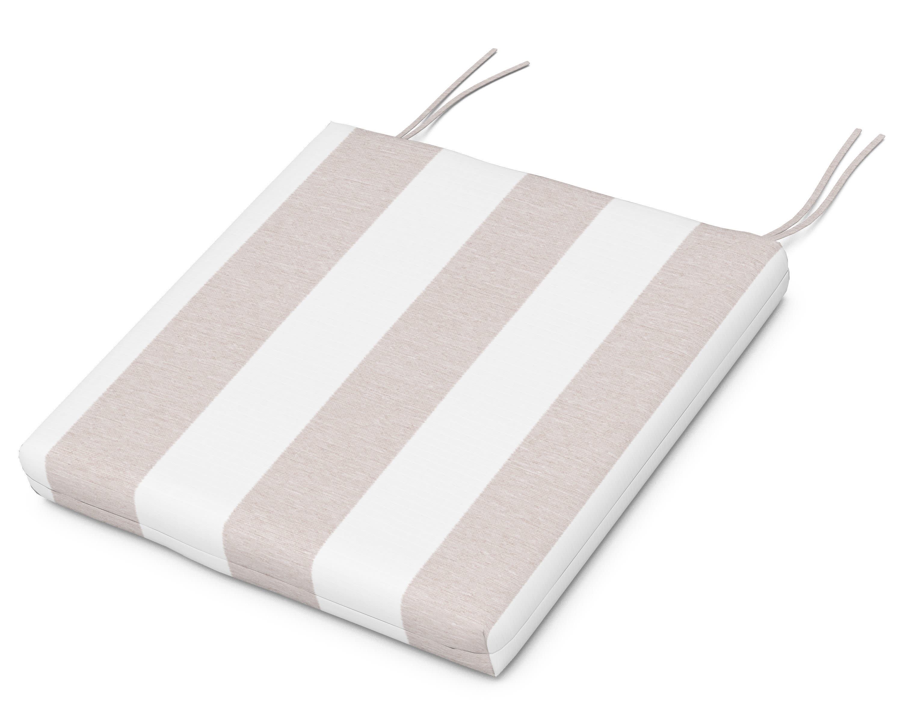 Classic Oversized Adirondack Seat Pad 17.5"D x 22.25"W x 2.5"H in Cabana Stripe Dune Burlap