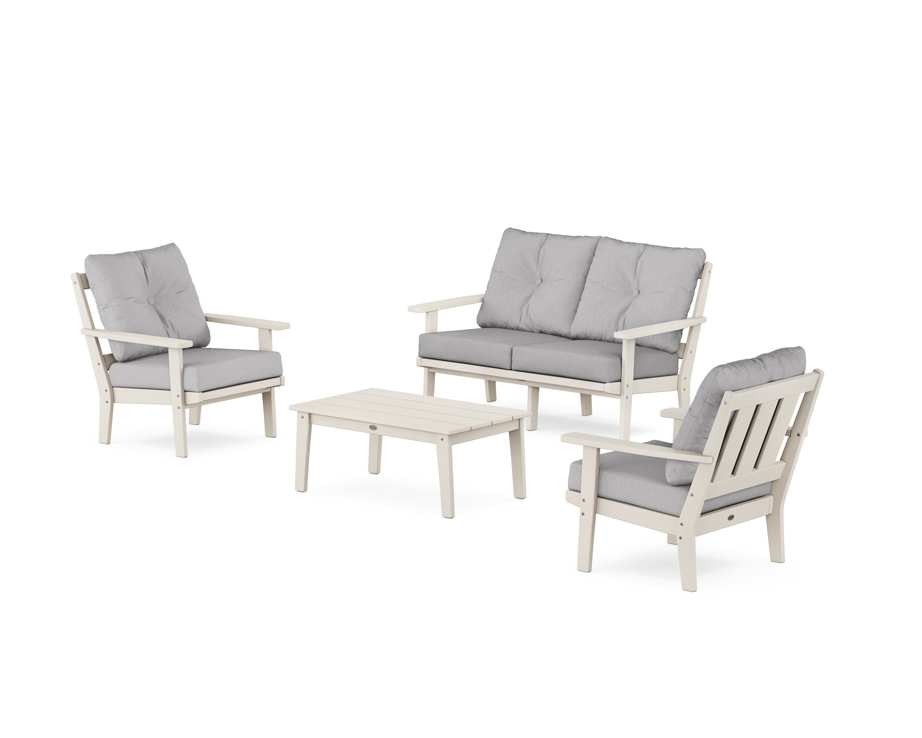 Oxford 4-Piece Deep Seating Set with Loveseat in Sand / Granite