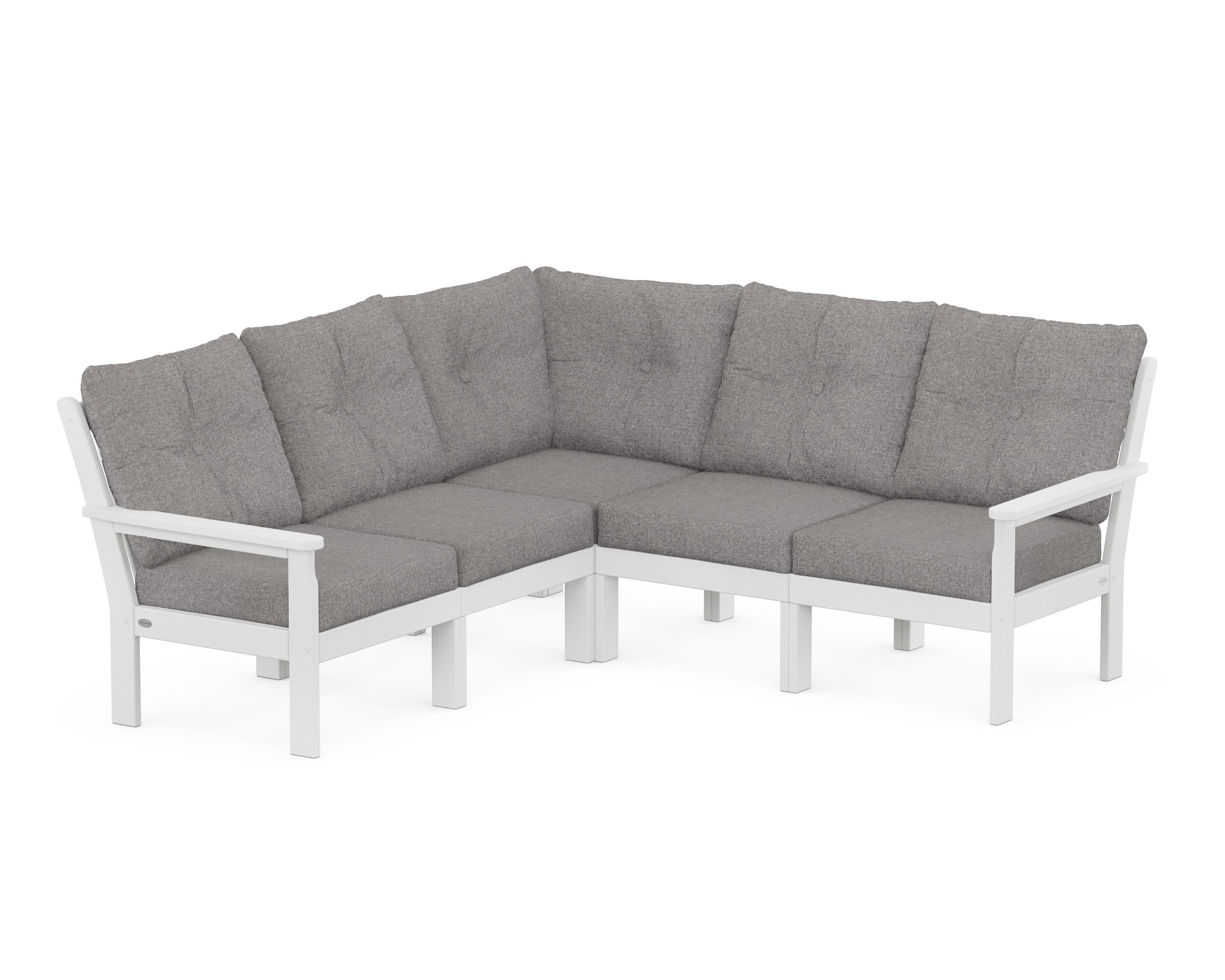 Vineyard 5-Piece Sectional in White / Grey Mist