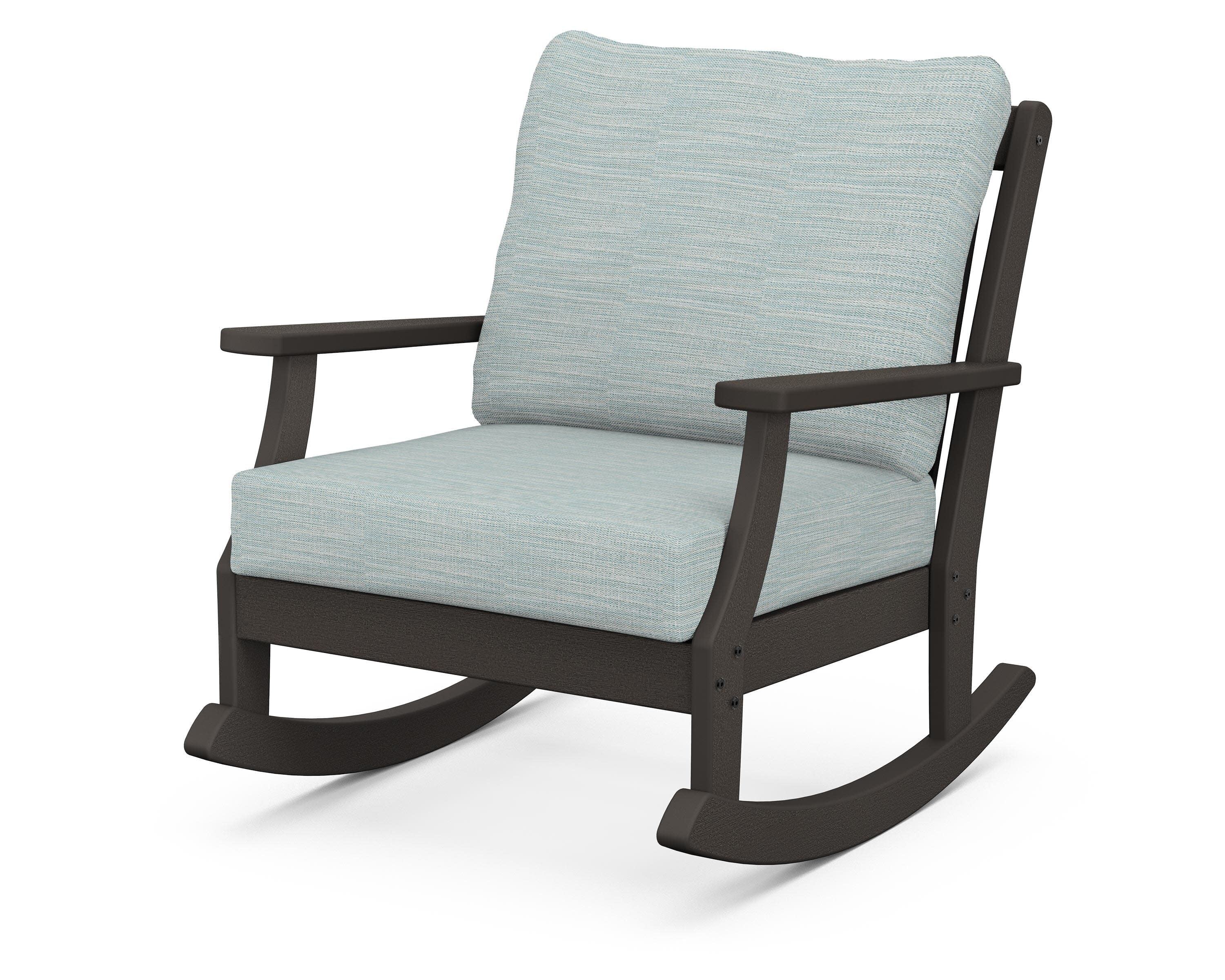 Braxton Deep Seating Rocking Chair in Vintage Coffee / Soothe Mist