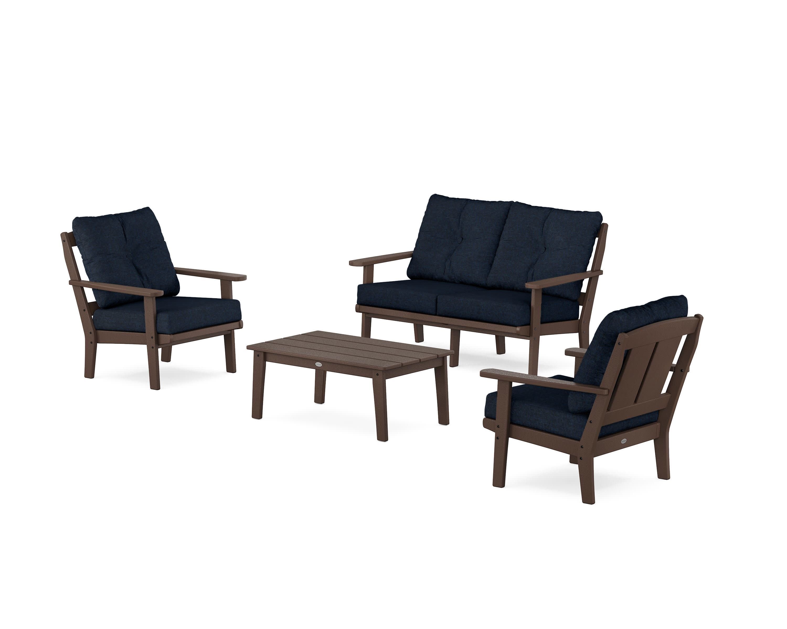 Mission 4-Piece Deep Seating Set with Loveseat in Mahogany / Marine Indigo