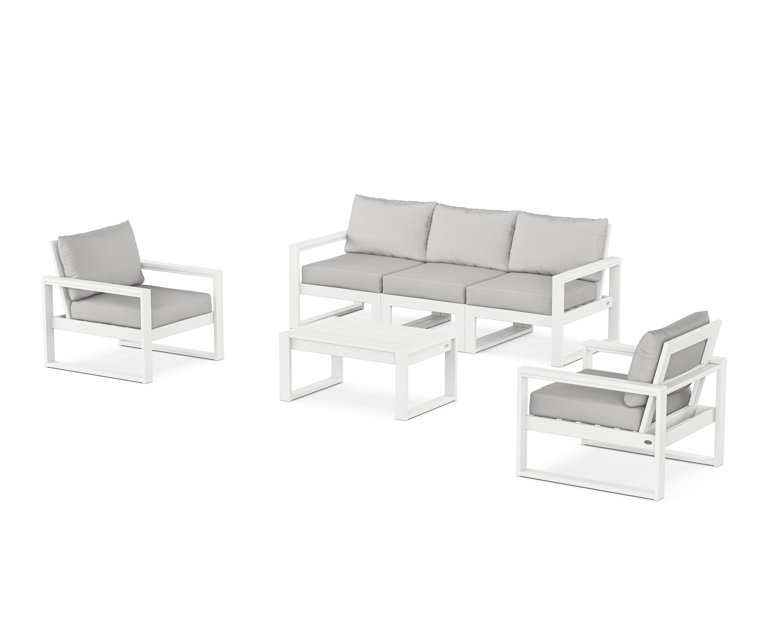 EDGE Sectional 4-Piece Deep Seating Set with Sofa in White / Diamond in the Rough