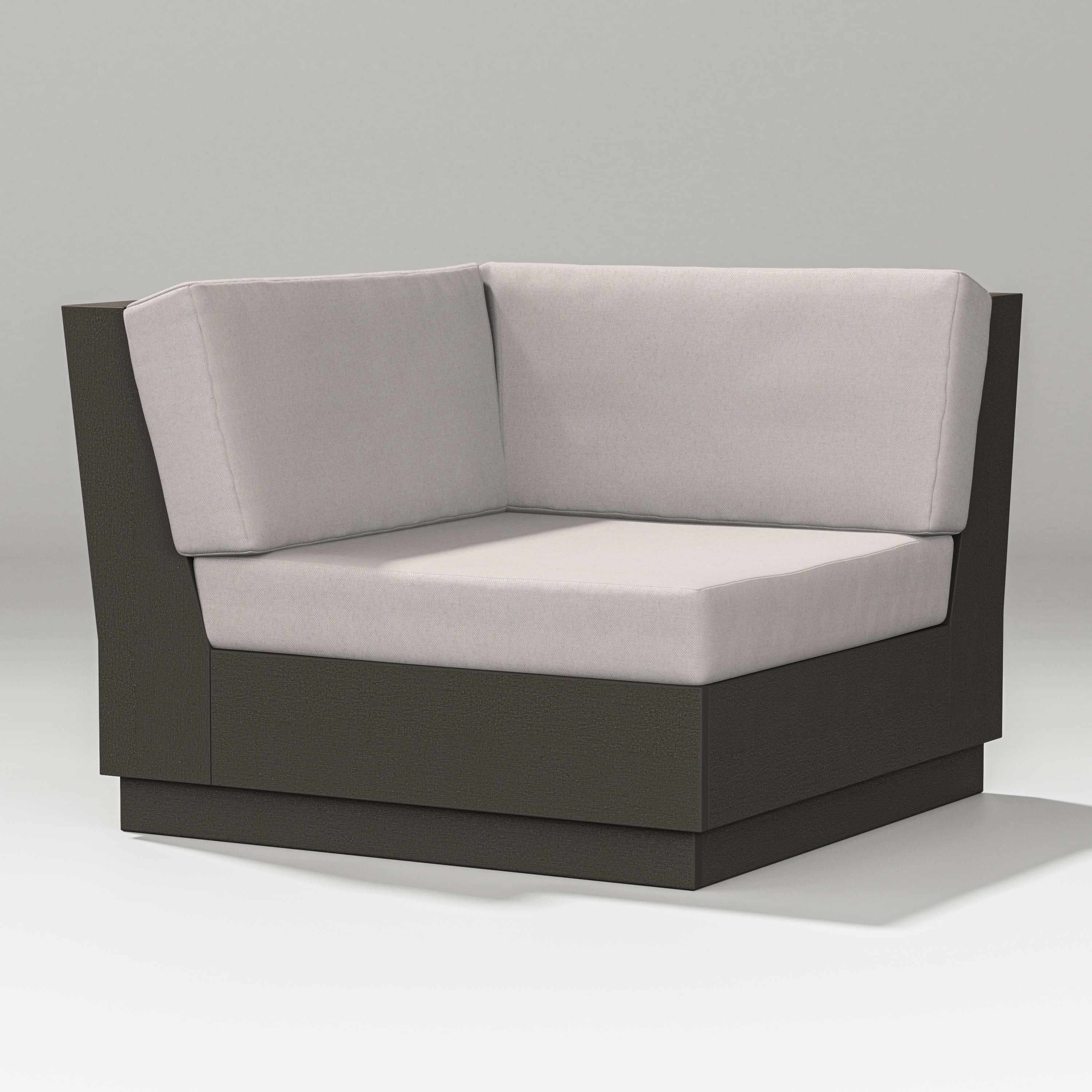Elevate Modular Corner Chair in Vintage Coffee / Dune Burlap