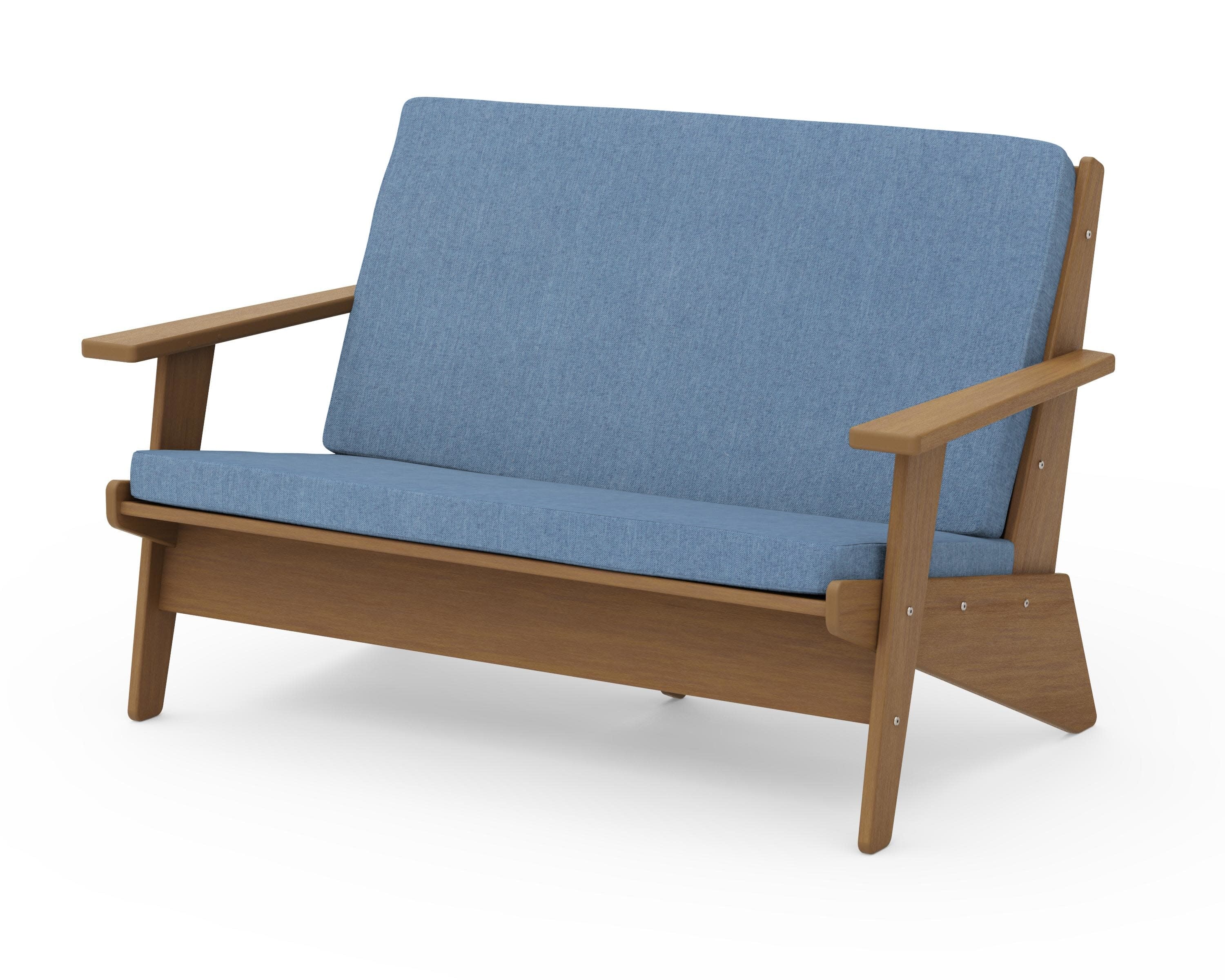 Riviera Modern Lounge Loveseat in Natural / Sky Blue