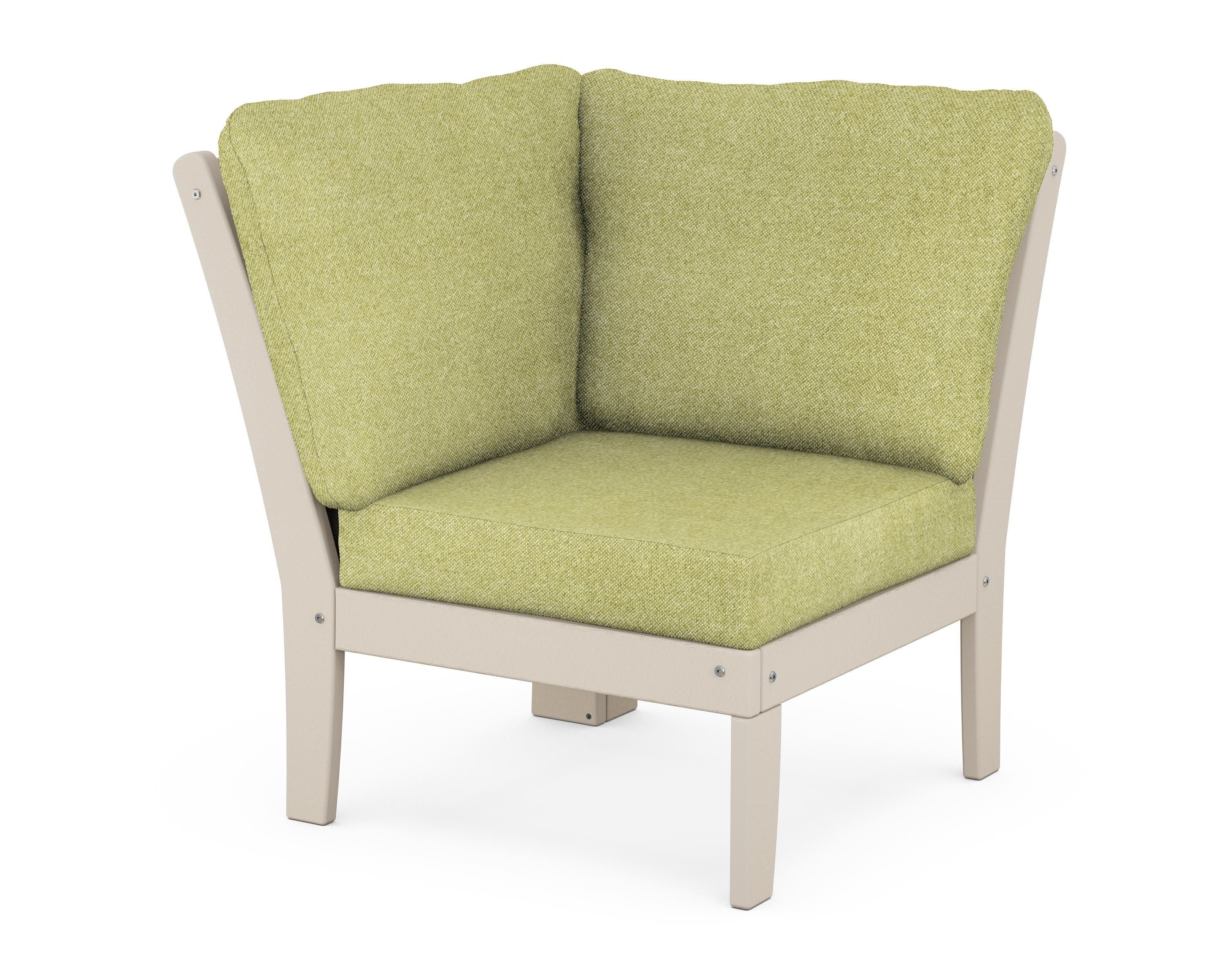 Braxton Modular Corner Chair in Sand / Chartreuse Boucle