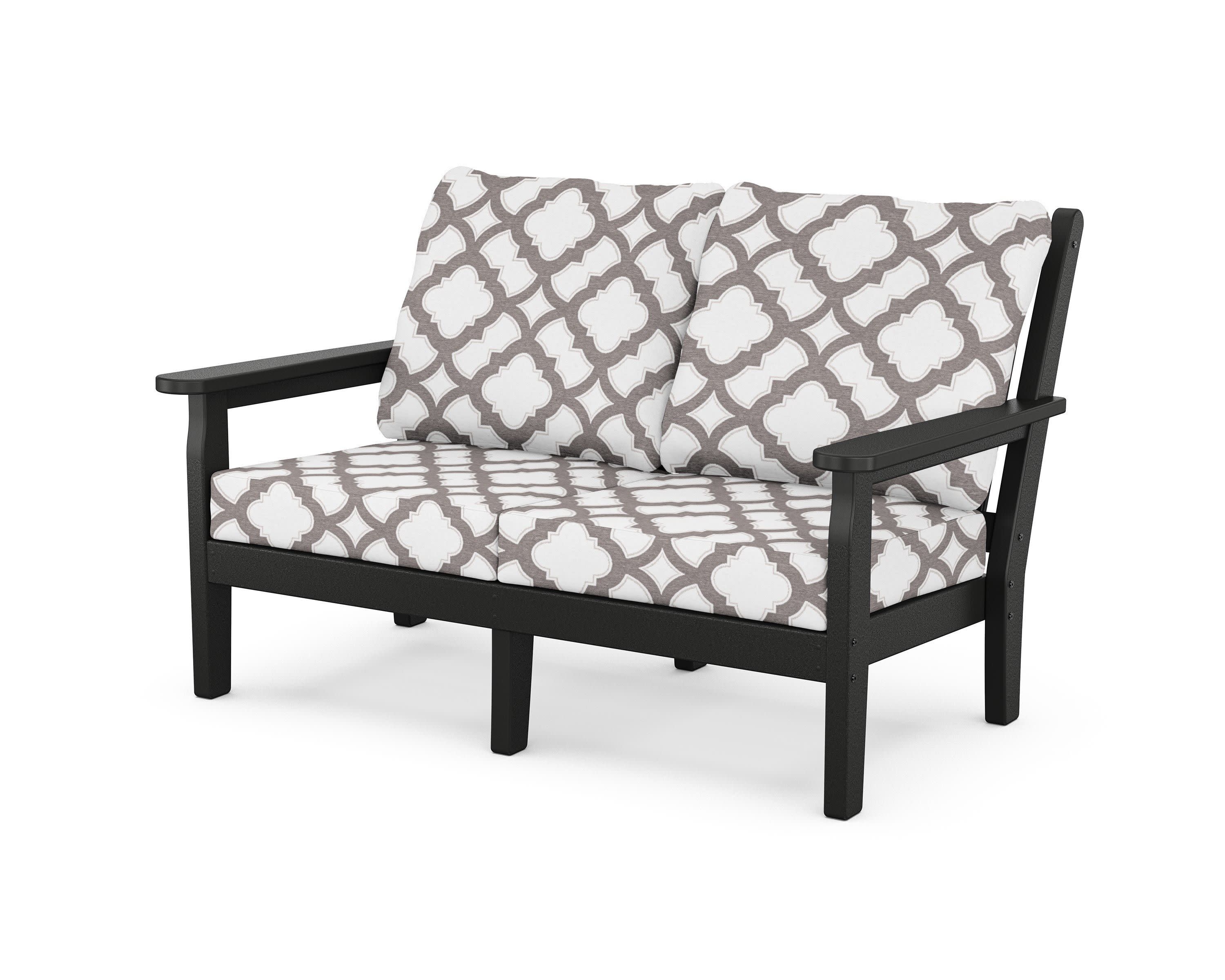 Chippendale Deep Seating Loveseat in Black / Trellis Grey Mist