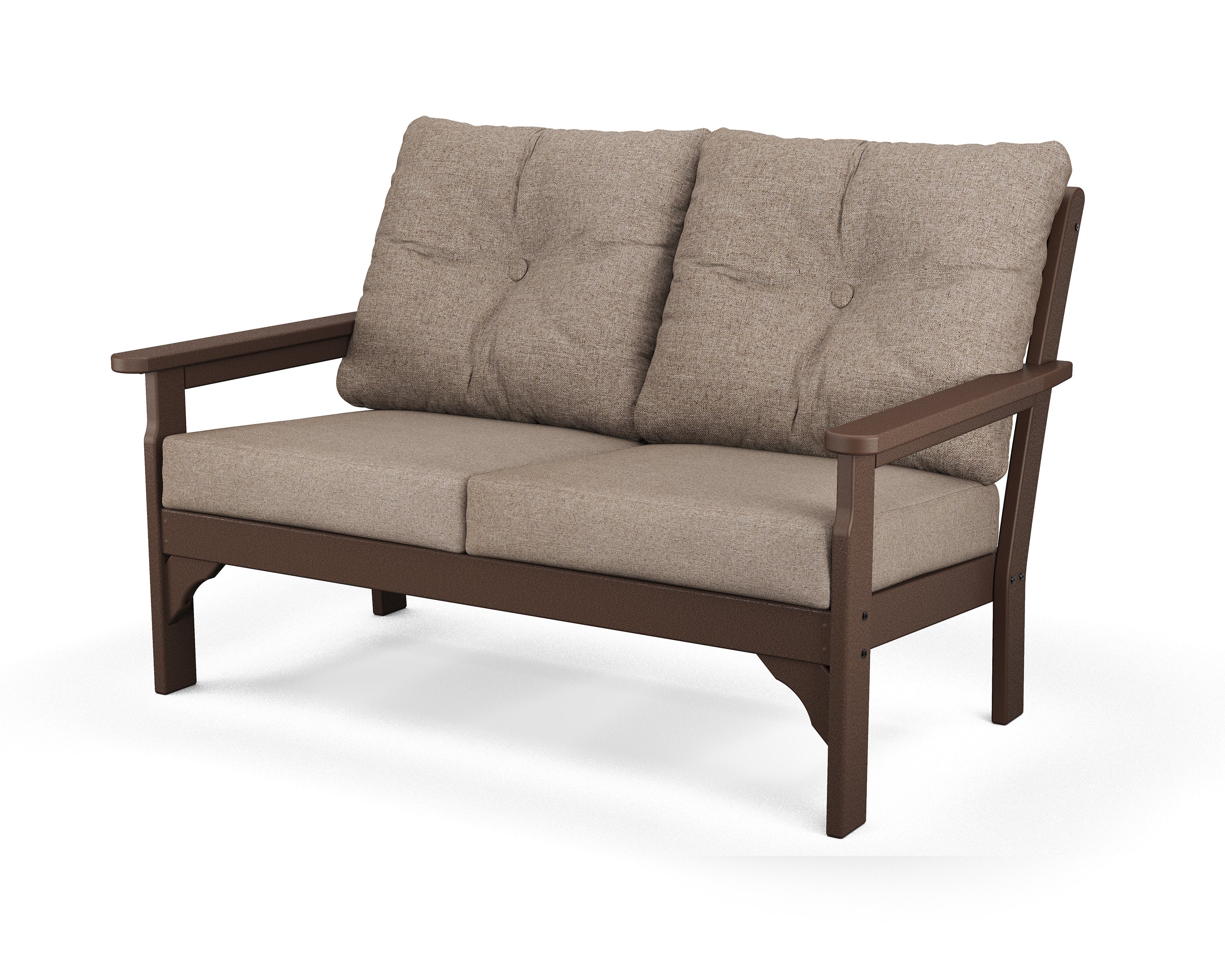 Vineyard Deep Seating Loveseat in Mahogany / Spiced Burlap