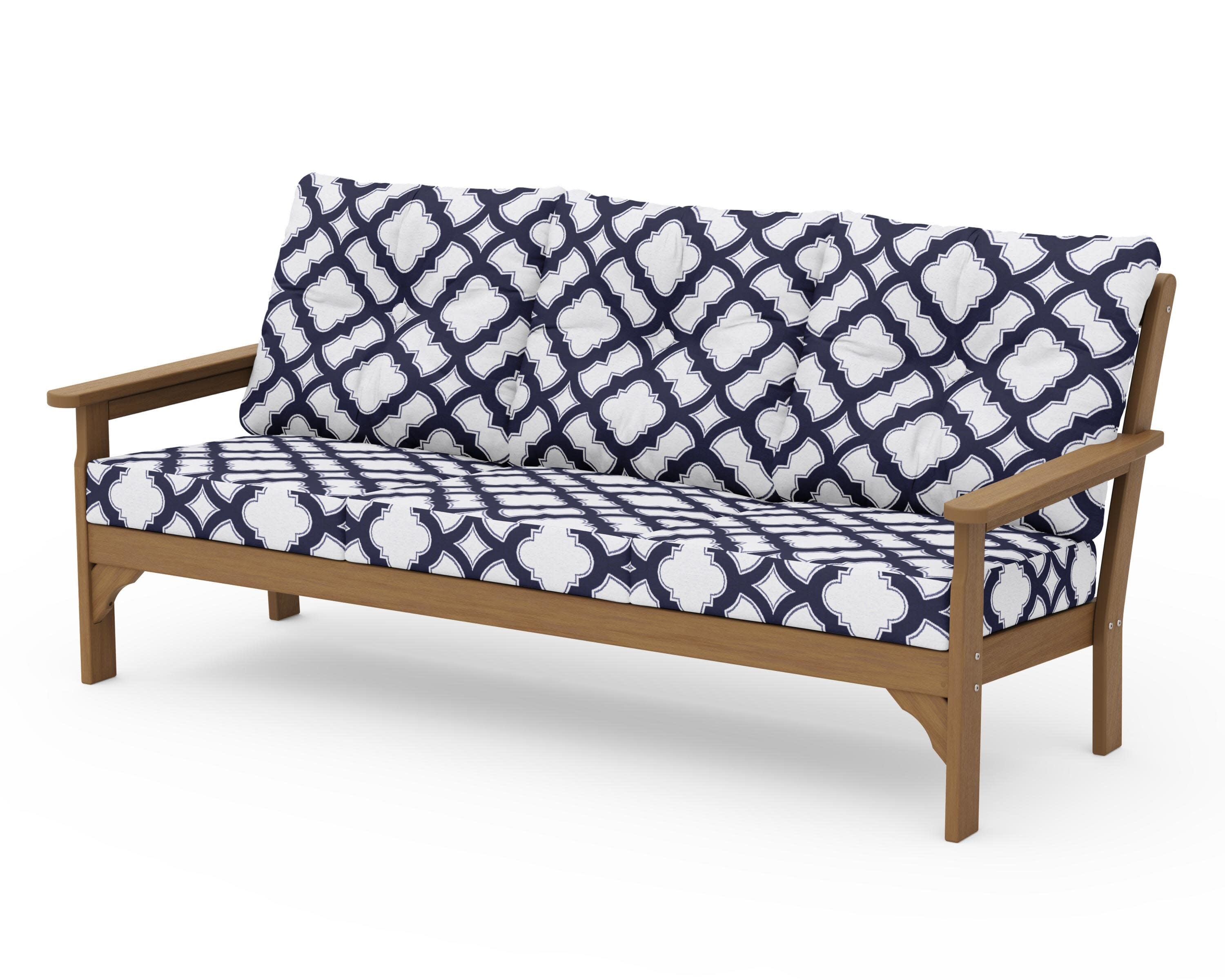 Vineyard Deep Seating Sofa in Natural / Trellis Navy