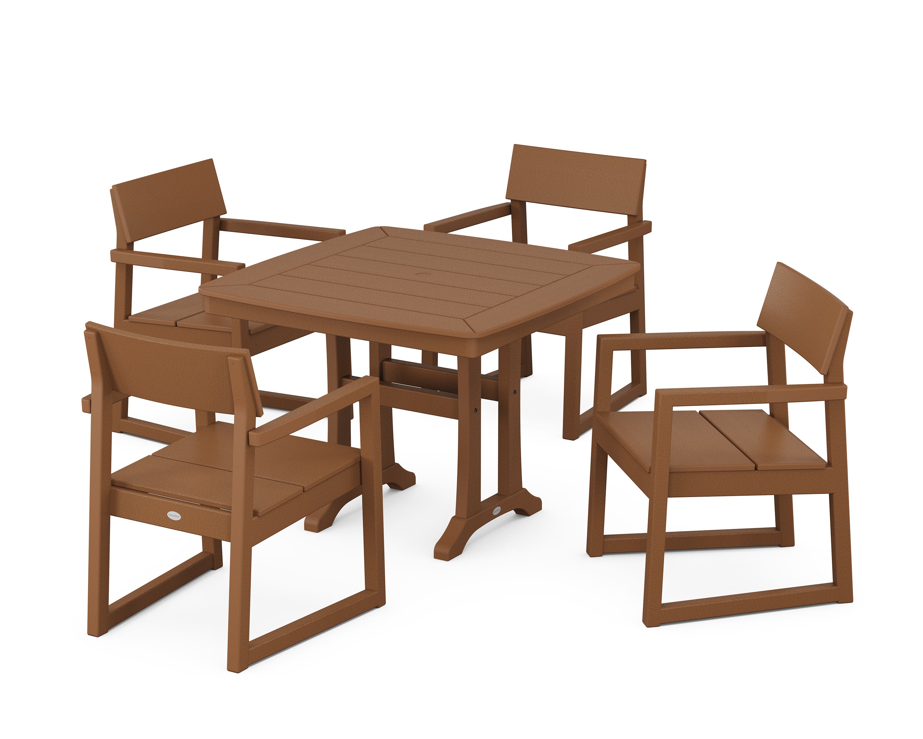 EDGE 5-Piece Dining Set with Trestle Legs in Teak
