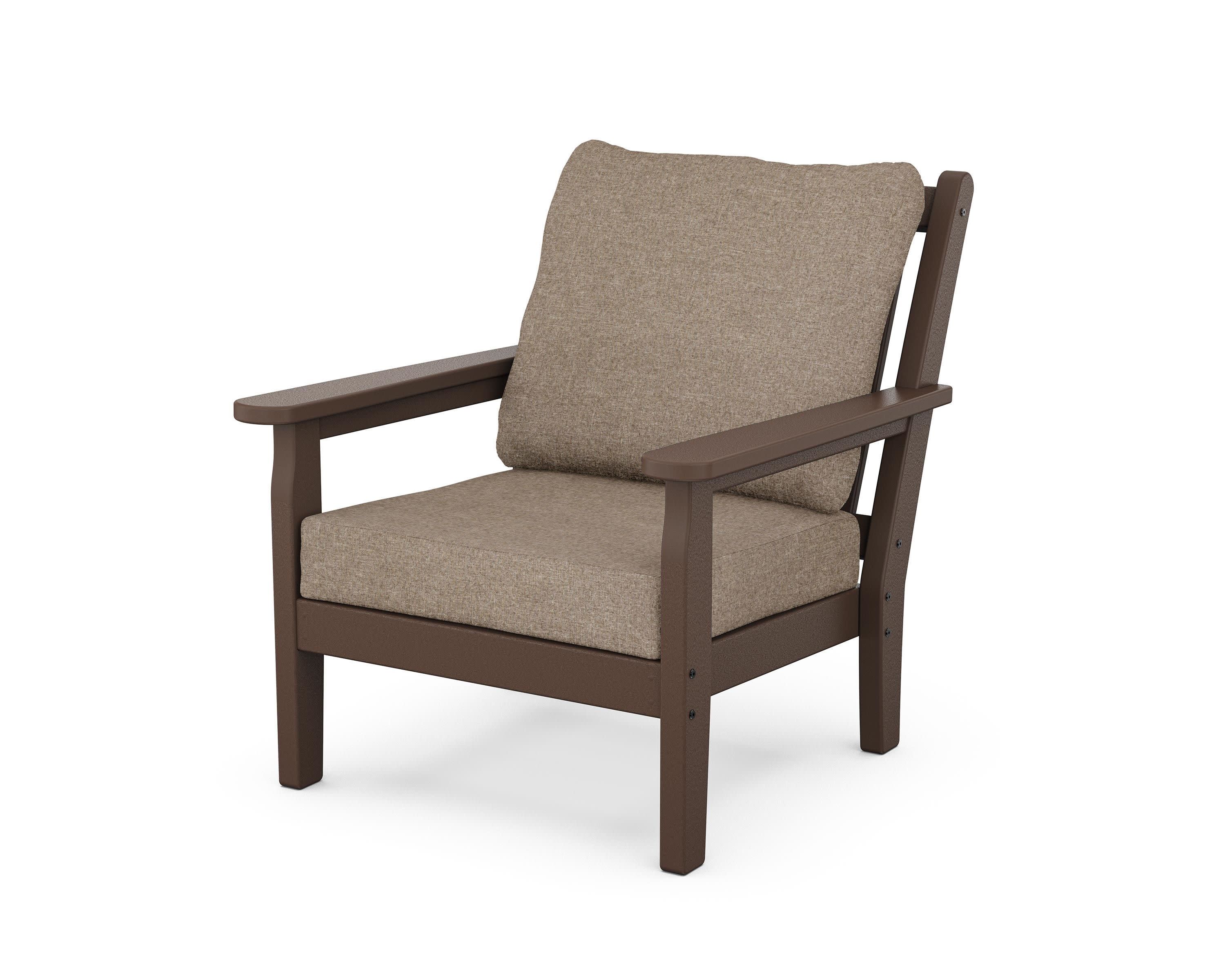 Chippendale Deep Seating Chair in Mahogany / Spiced Burlap