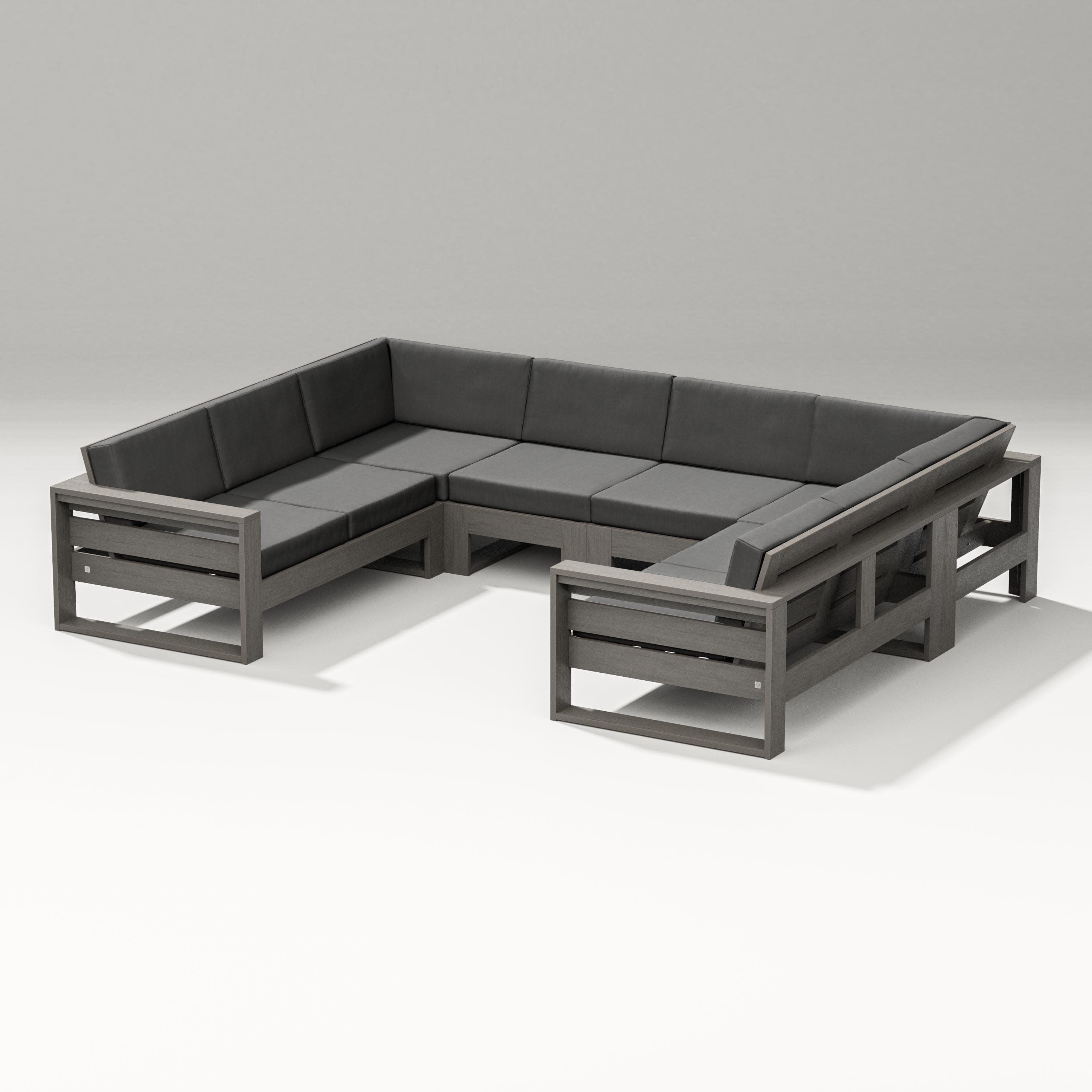 Latitude U-Shaped Sectional in Driftwood / Spectrum Carbon