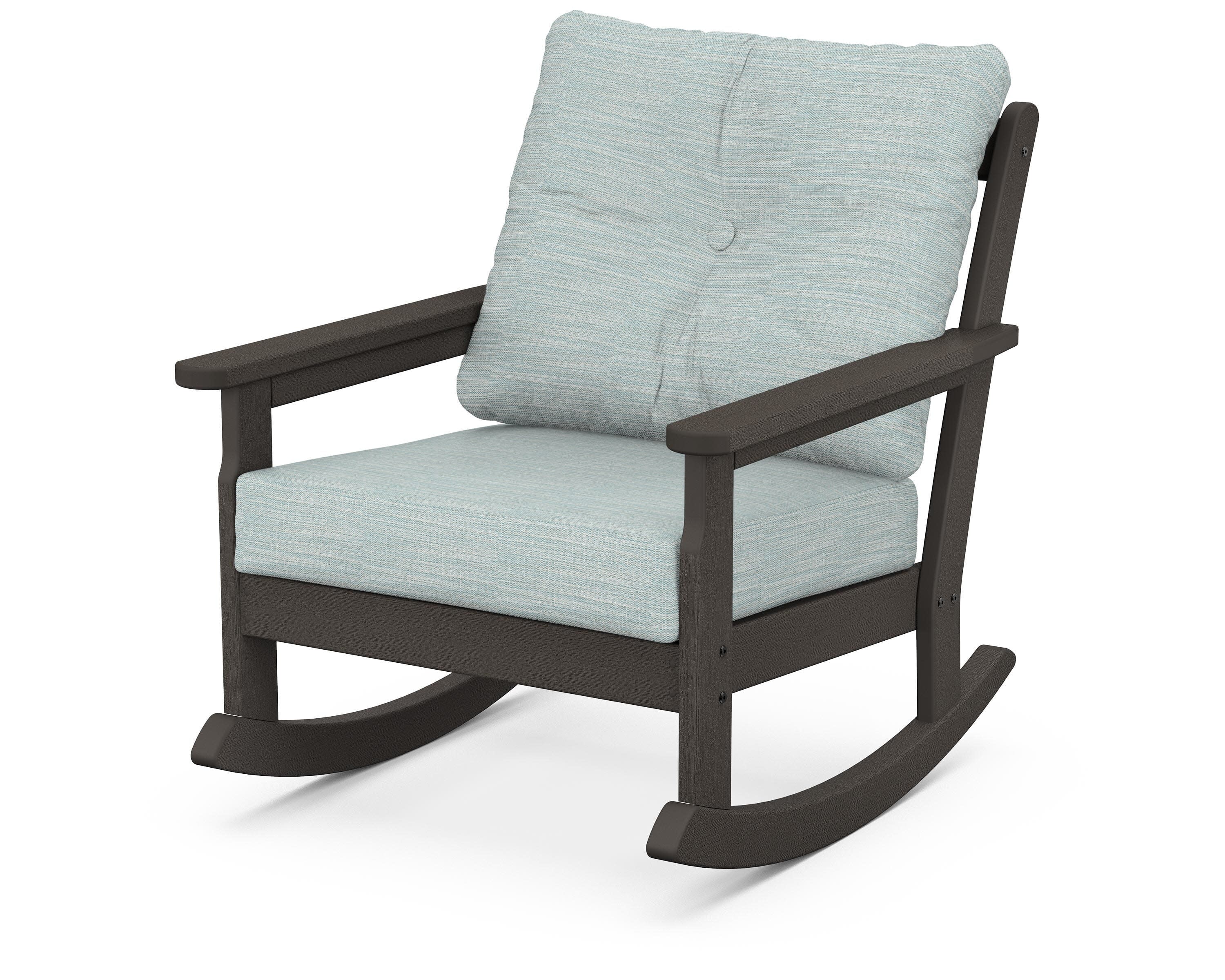 Vineyard Deep Seating Rocking Chair in Vintage Coffee / Soothe Mist