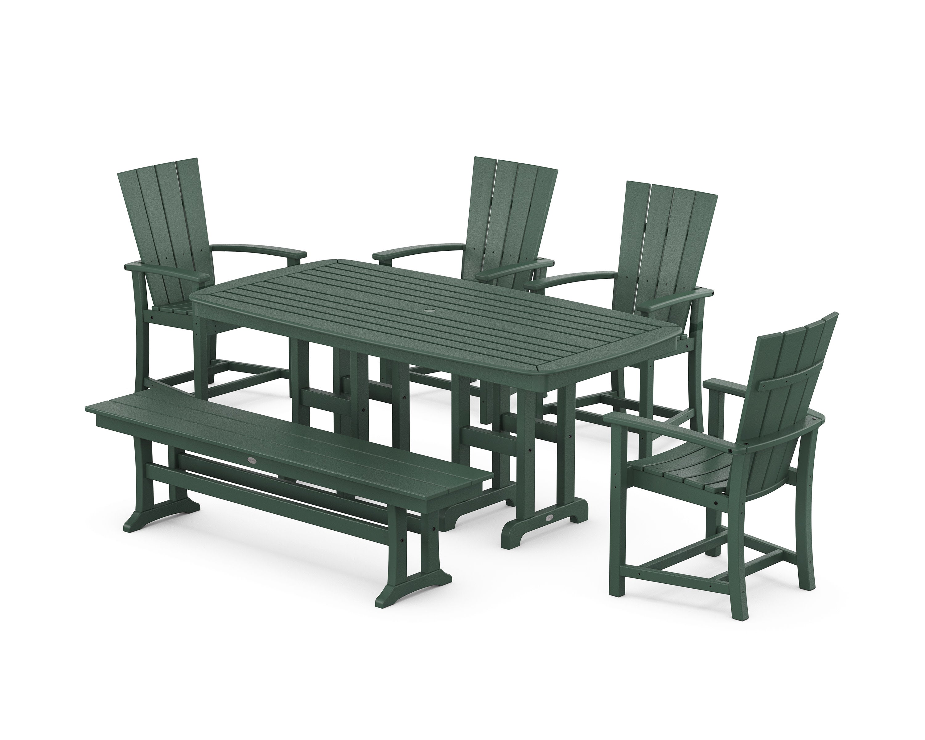 Quattro 6-Piece Dining Set with Bench in Green