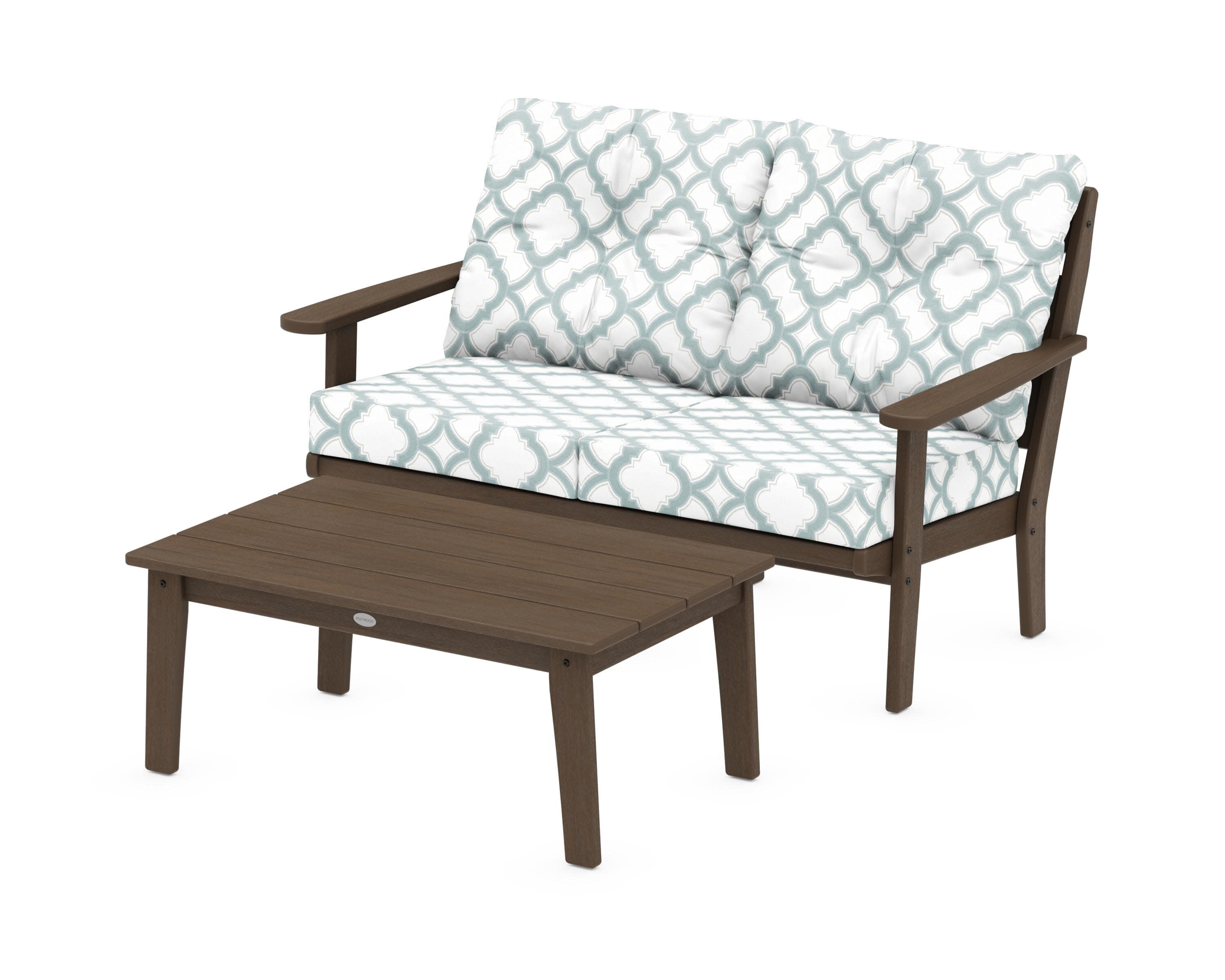 Lakeside 2-Piece Lounge Loveseat Set in Kona / Trellis Glacier Spa