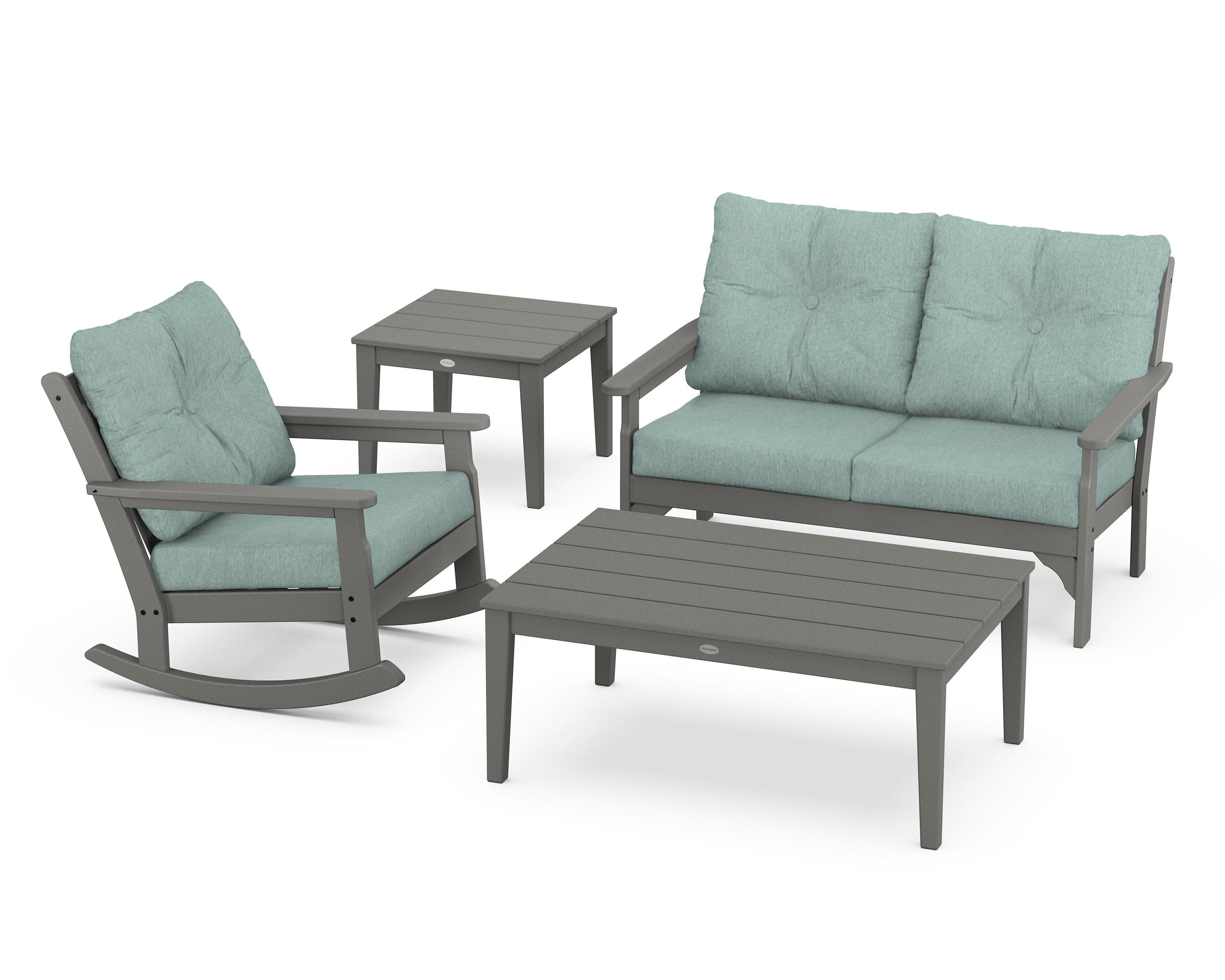 Vineyard 4-Piece Deep Seating Rocker Set in Slate Grey / Glacier Spa