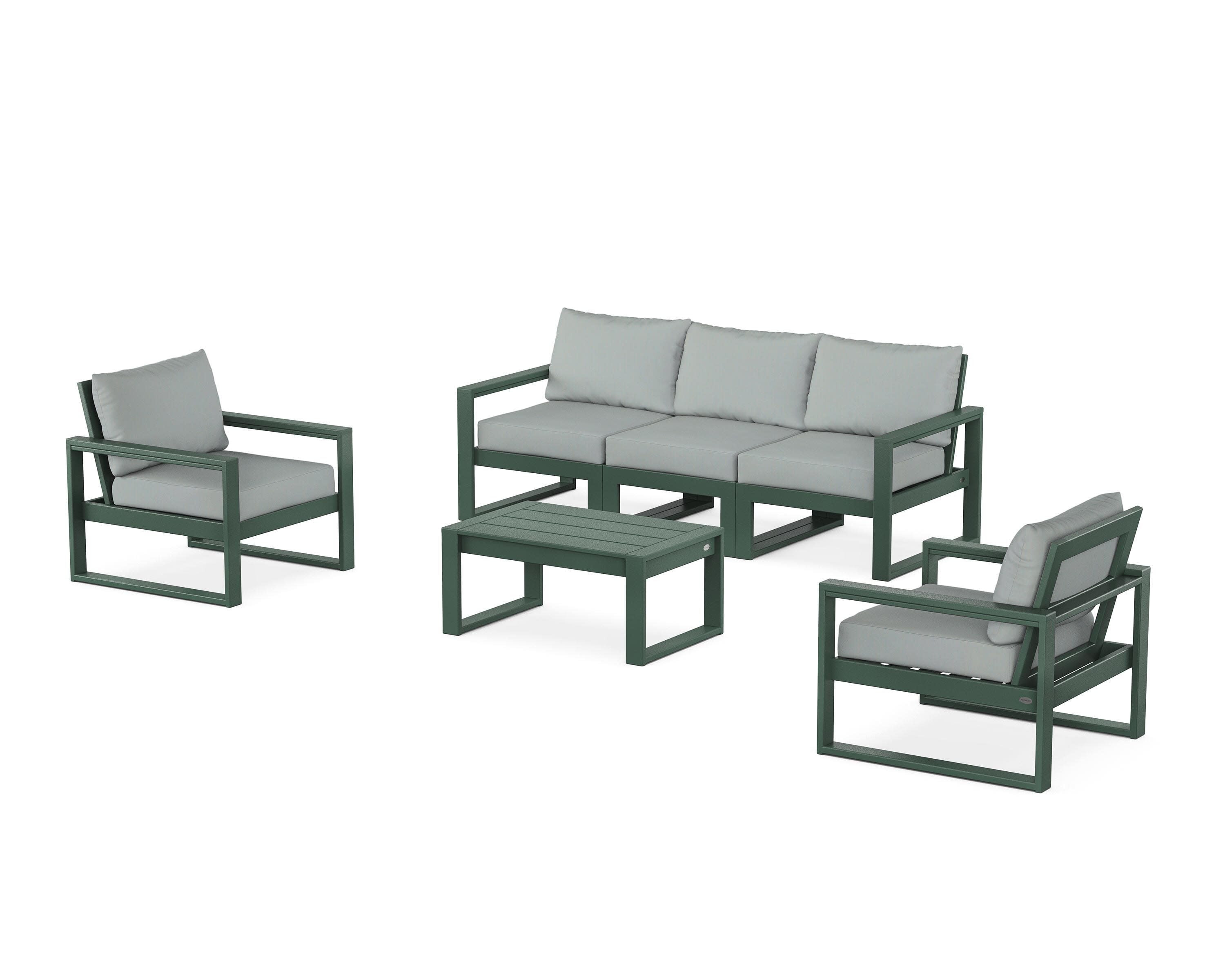 EDGE Sectional 4-Piece Deep Seating Set with Sofa in Green / Spa