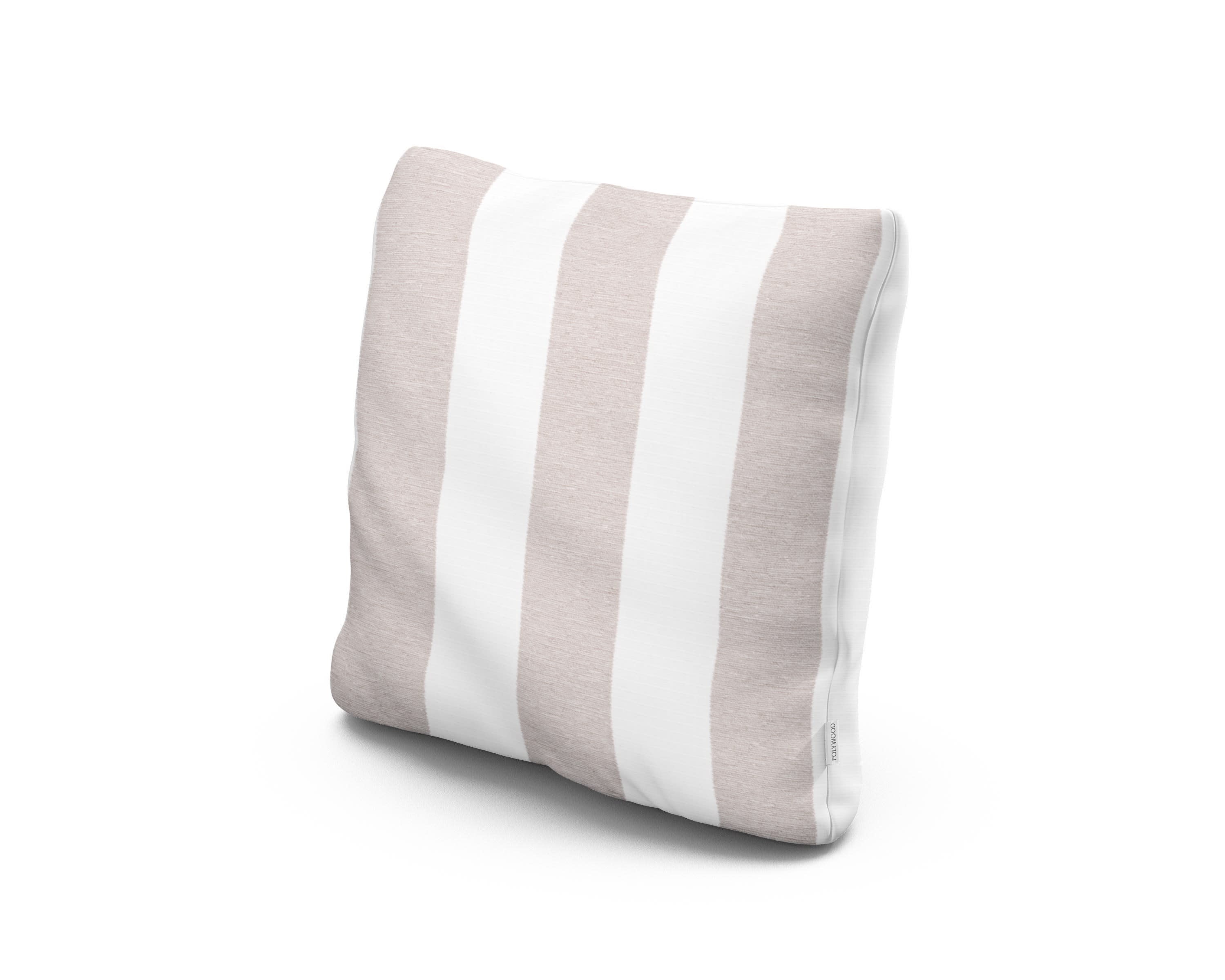 18" Outdoor Throw Pillow in Cabana Stripe Dune Burlap