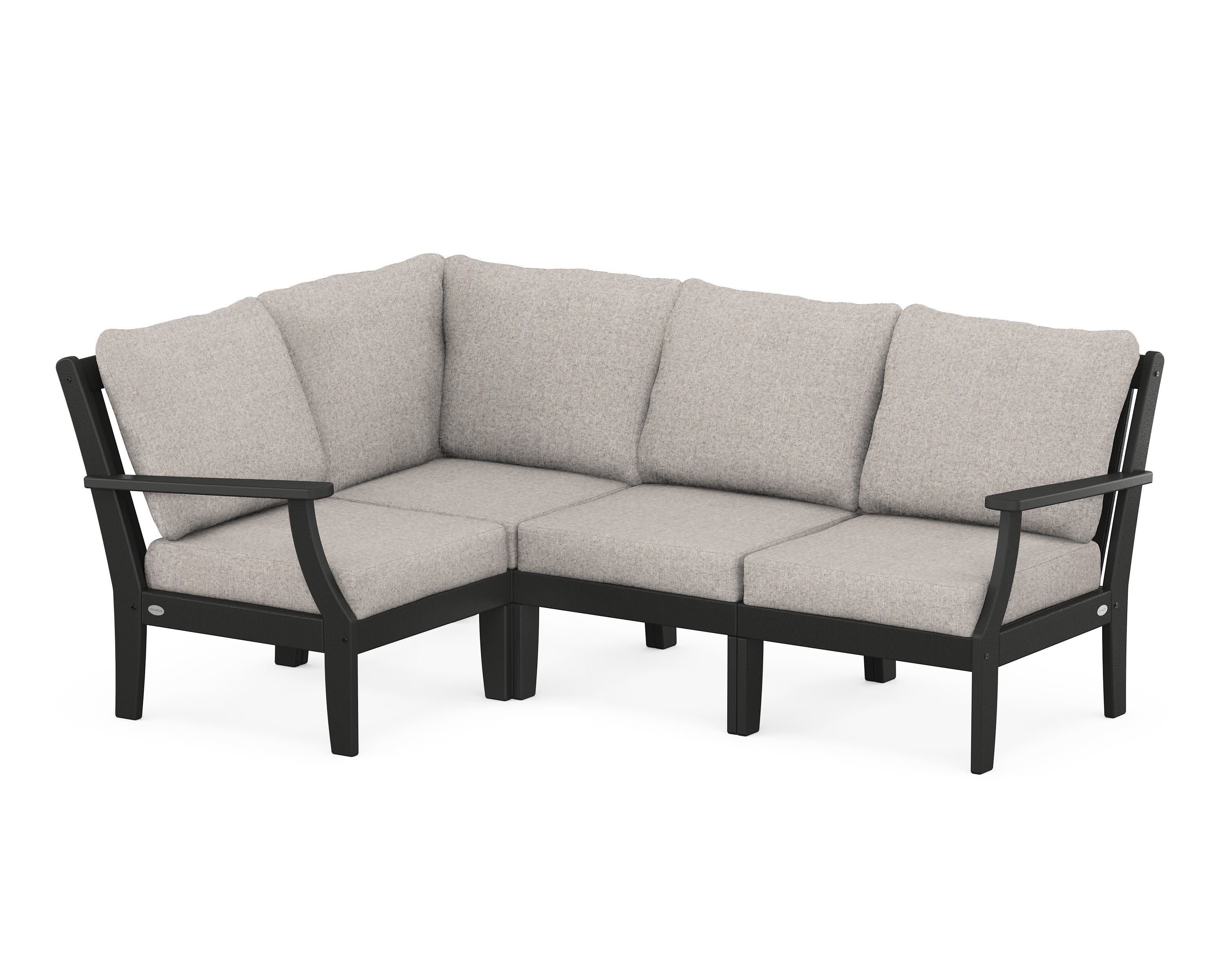 Braxton Modular 4-Piece Deep Seating Set in Black / Weathered Tweed