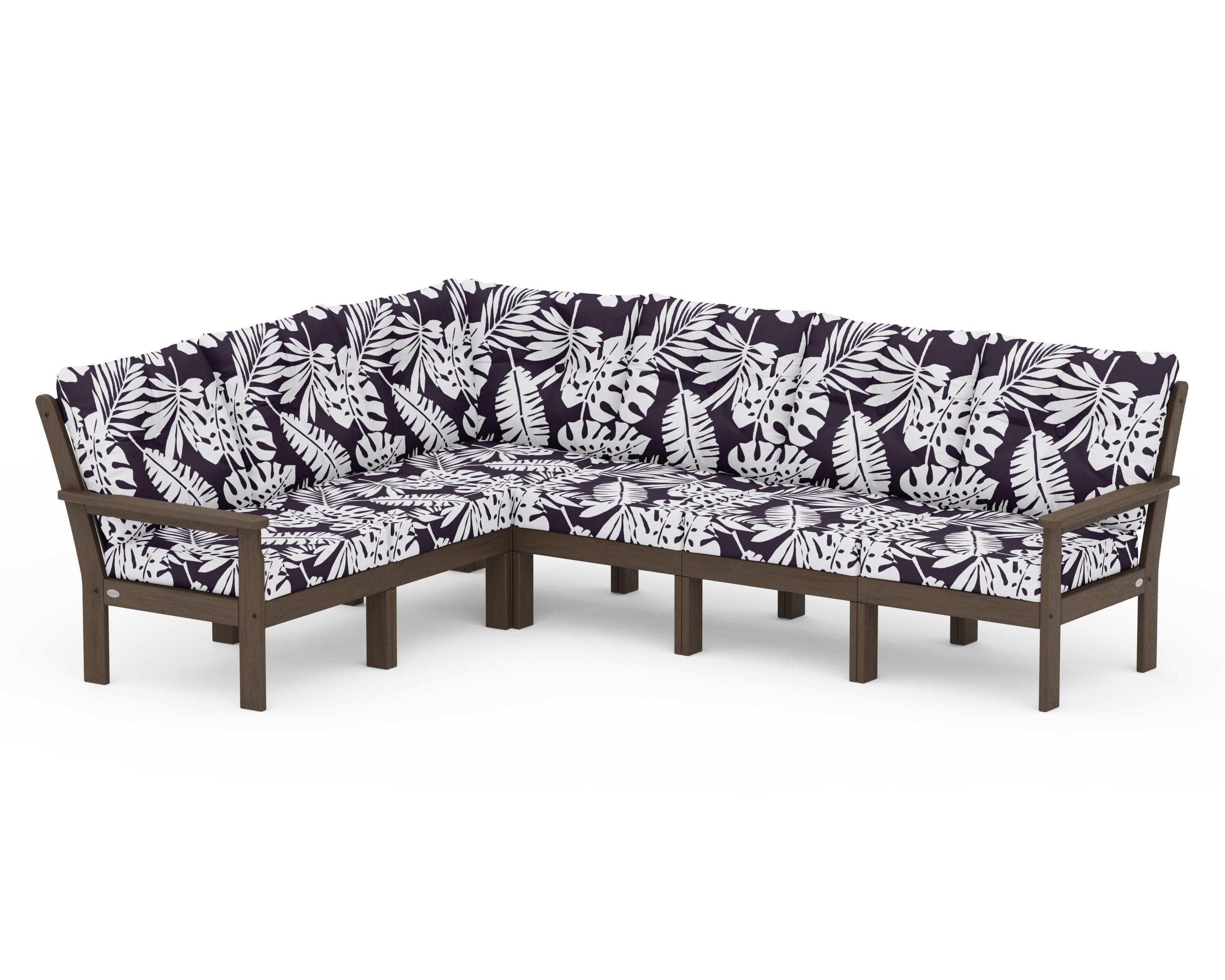 Vineyard 6-Piece Sectional in Kona / Leaf Navy