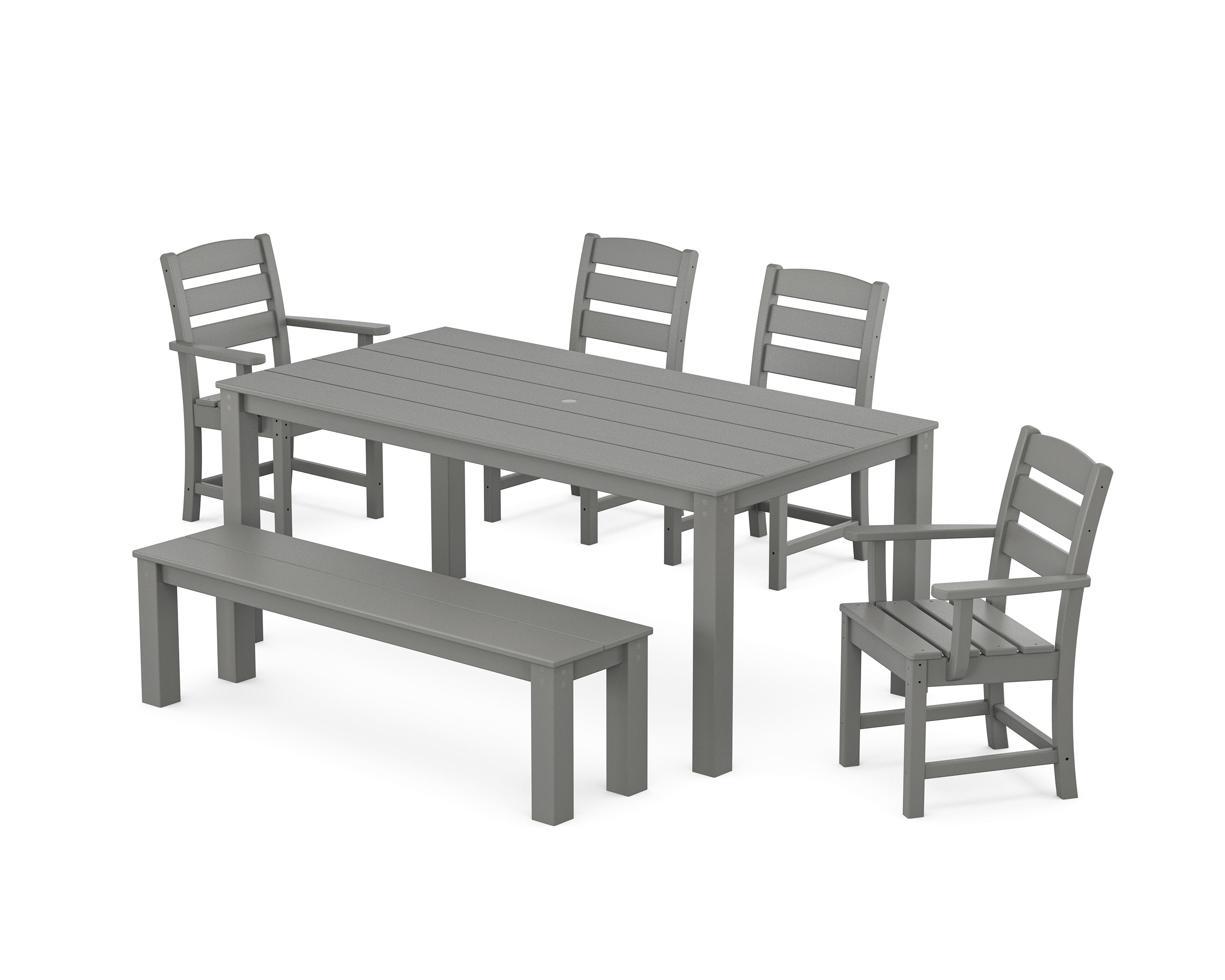 Lakeside 6-Piece Parsons Dining Set with Bench in Slate Grey