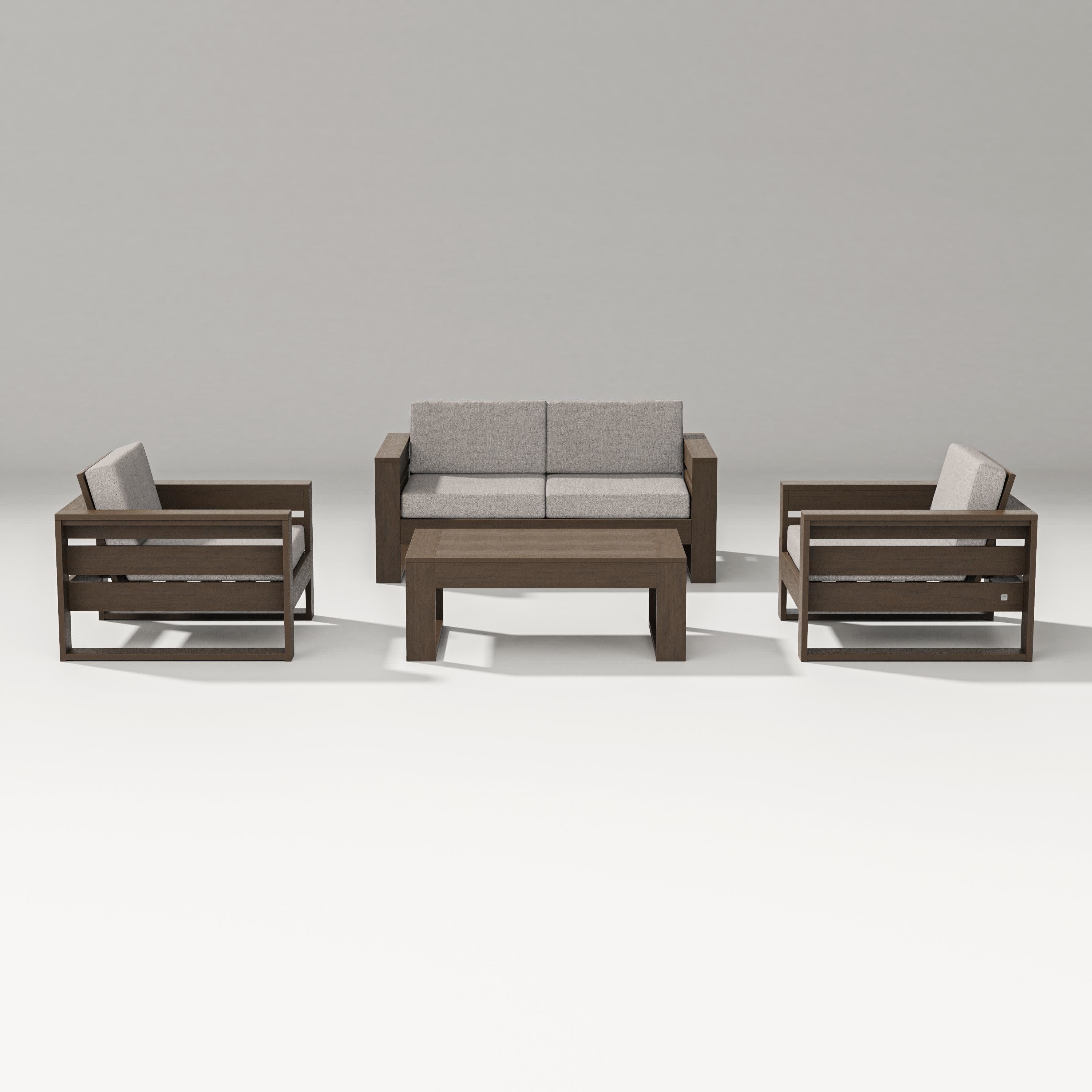 Latitude 4-Piece Lounge Loveseat Set in Kona / Weathered Tweed