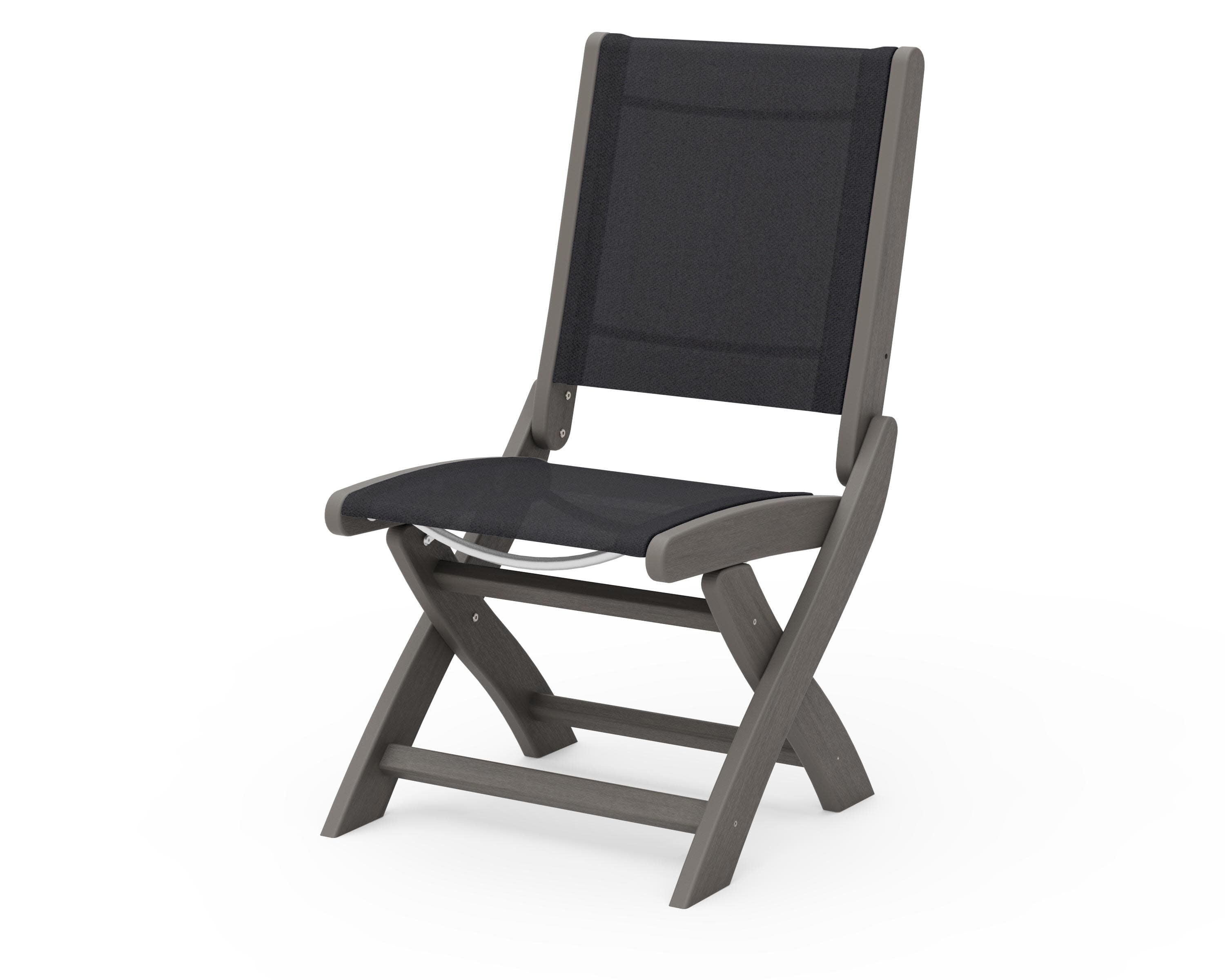 Coastal Folding Side Chair in Driftwood / Black Sling