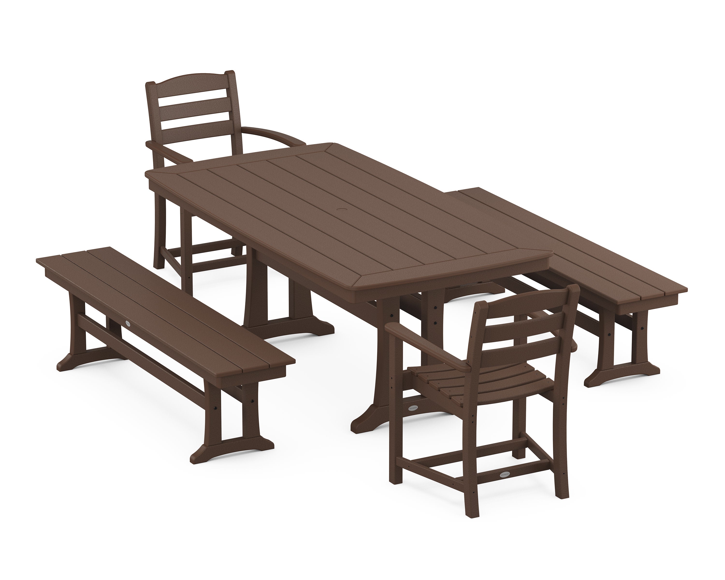 La Casa Cafe 5-Piece Dining Set with Trestle Legs in Mahogany