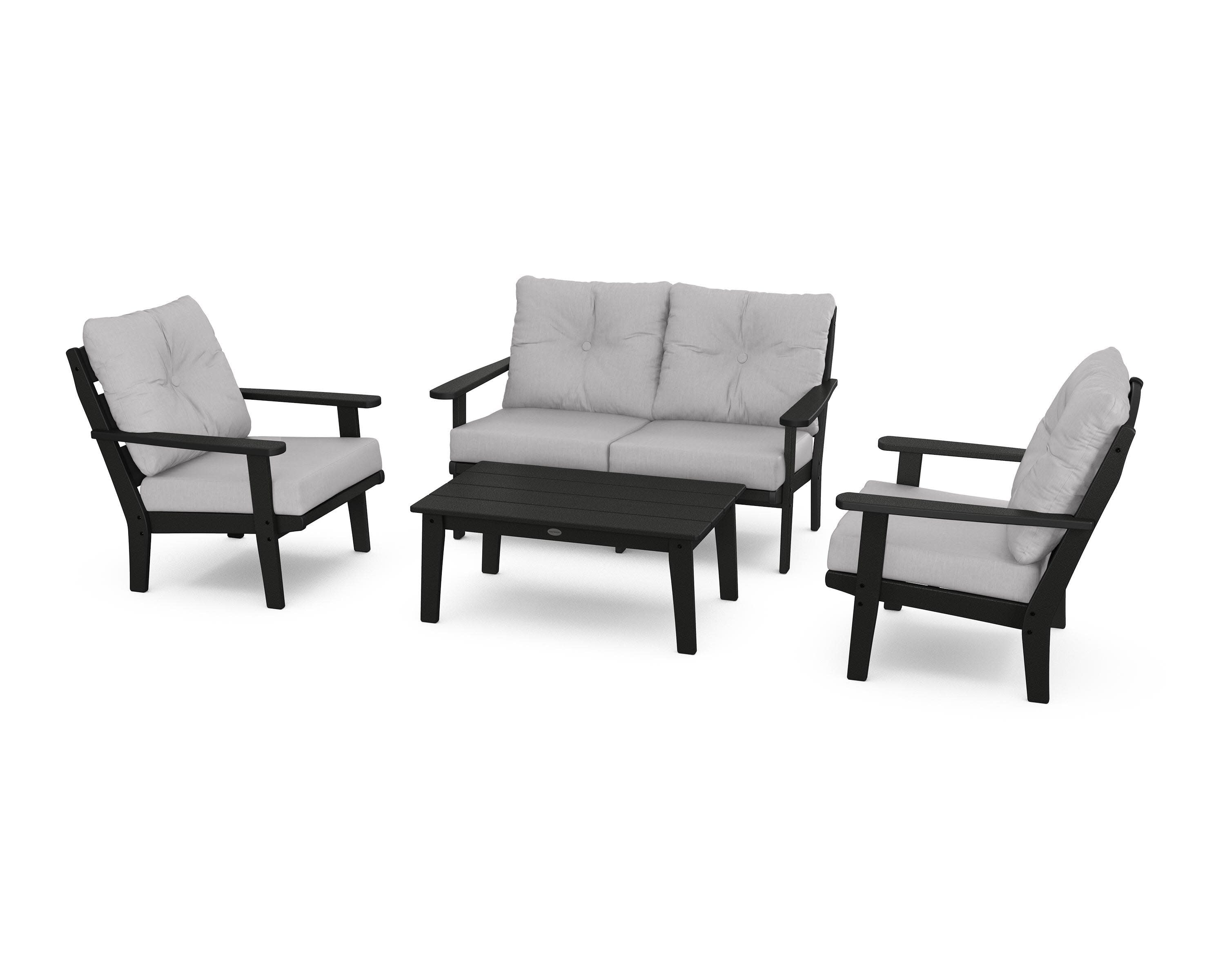 Lakeside 4-Piece Deep Seating Set in Black / Granite