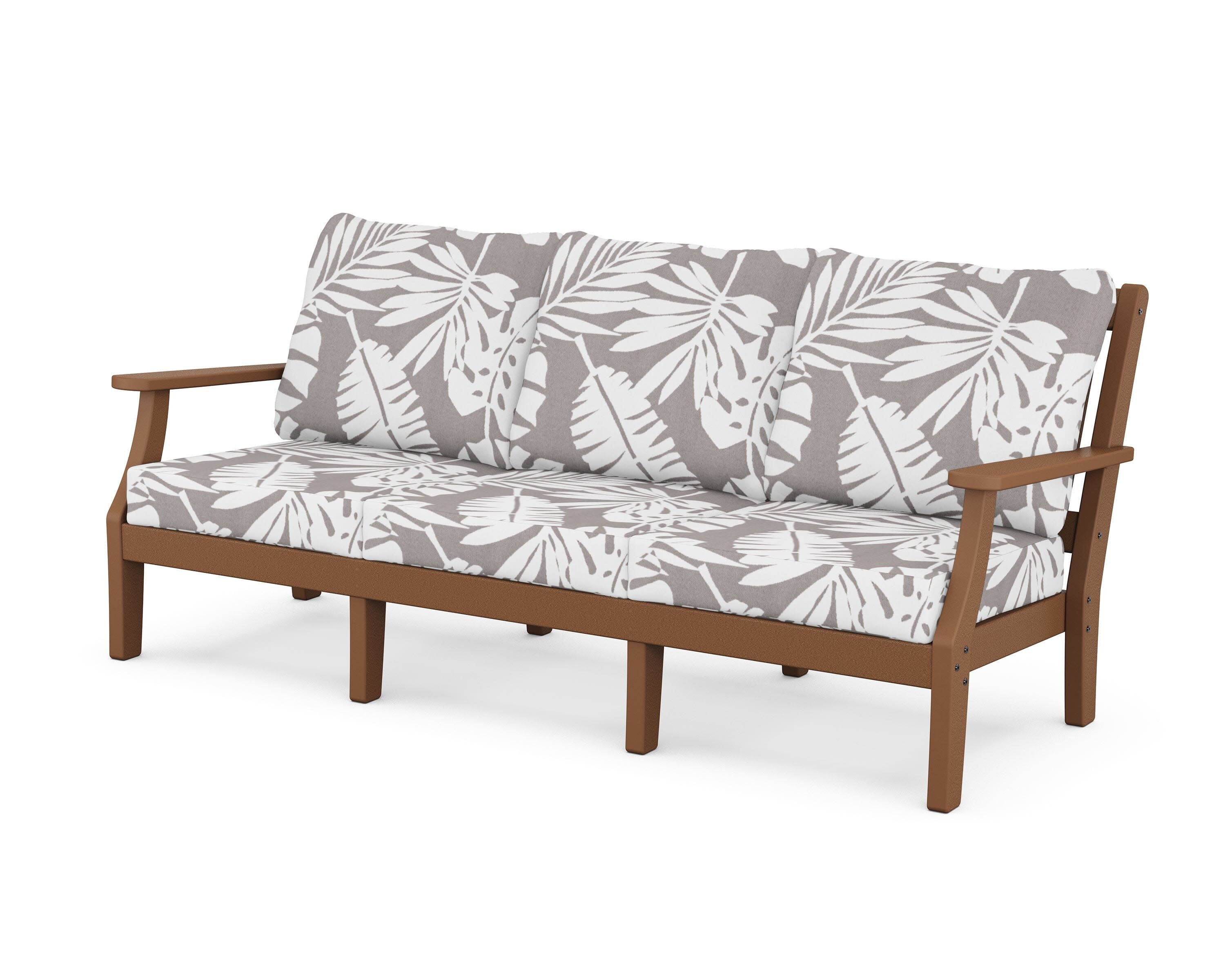 Chinoiserie Deep Seating Sofa in Teak / Leaf Grey Mist
