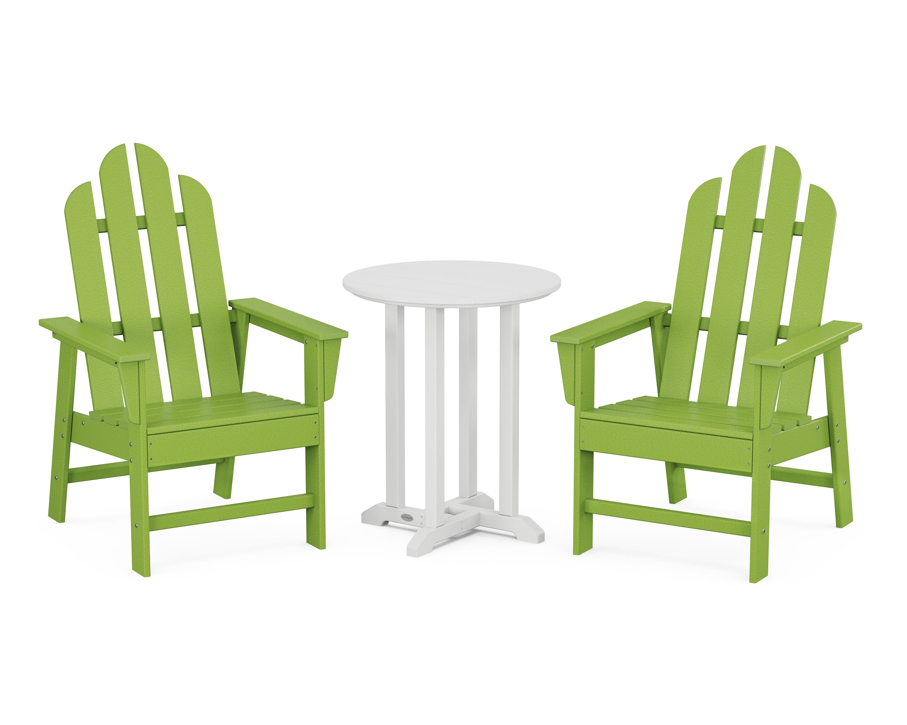 Long Island 3-Piece Round Bistro Dining Set in Lime / White