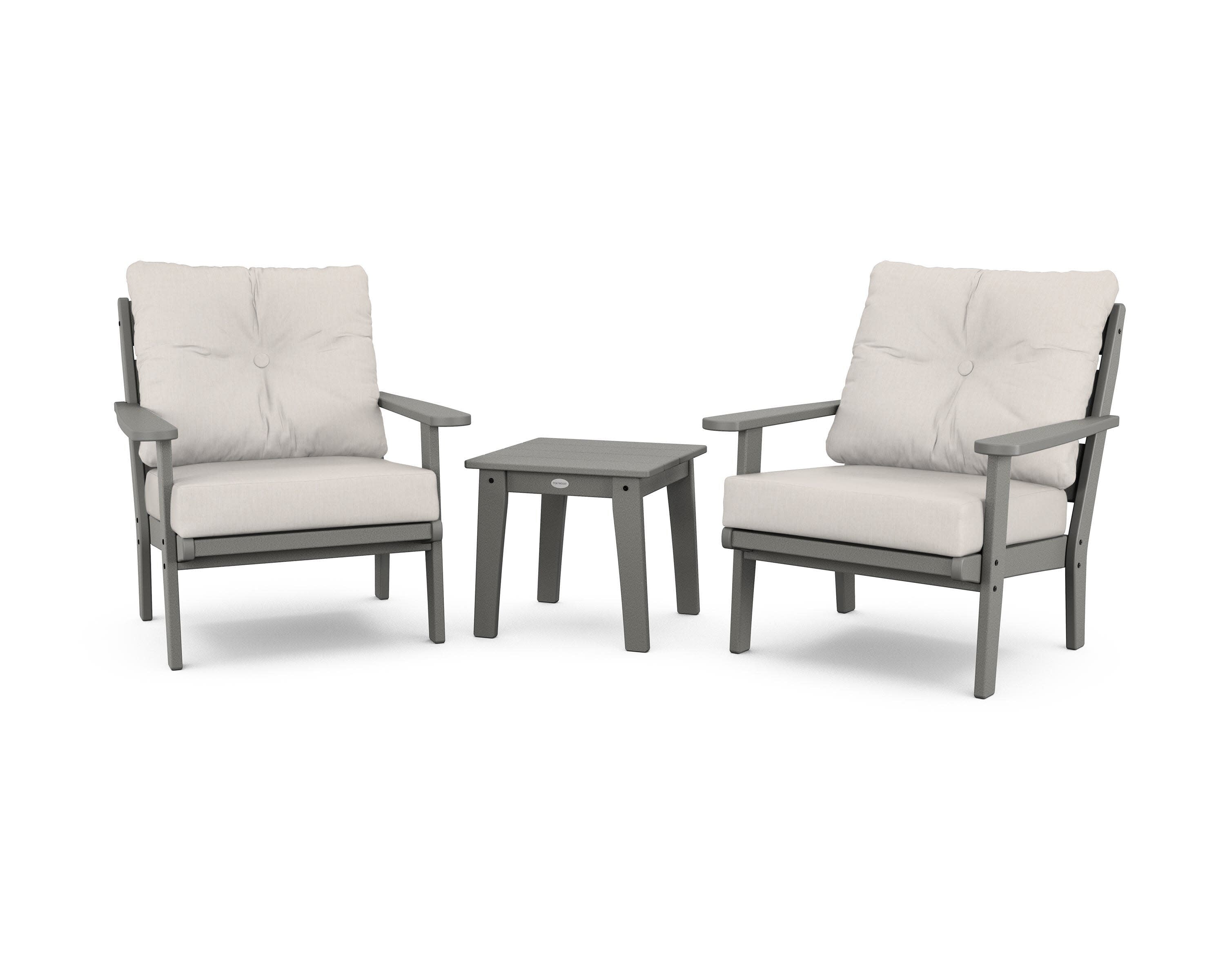 Lakeside 3-Piece Deep Seating Chair Set in Slate Grey / Cast Ash