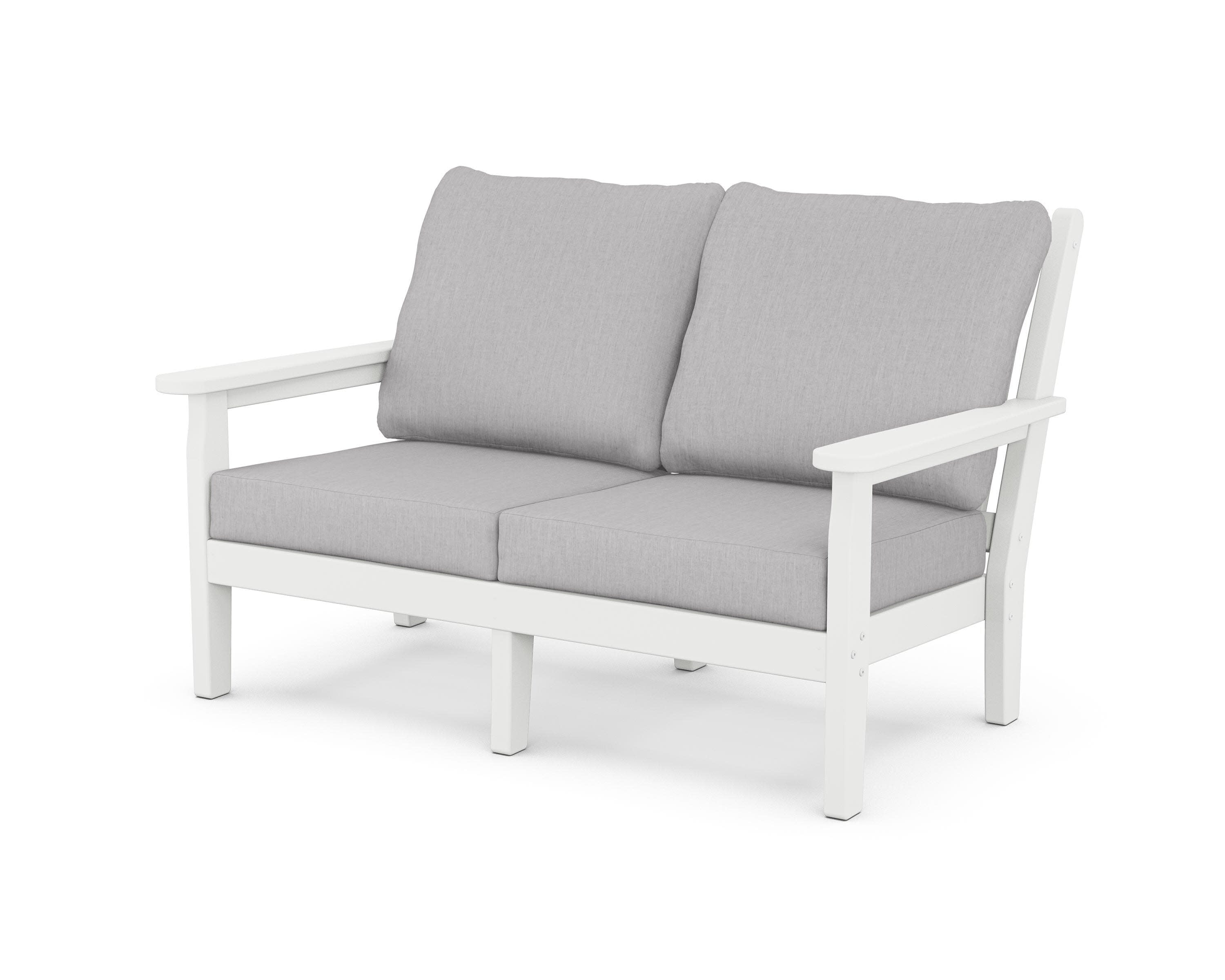Chippendale Deep Seating Loveseat in White / Granite