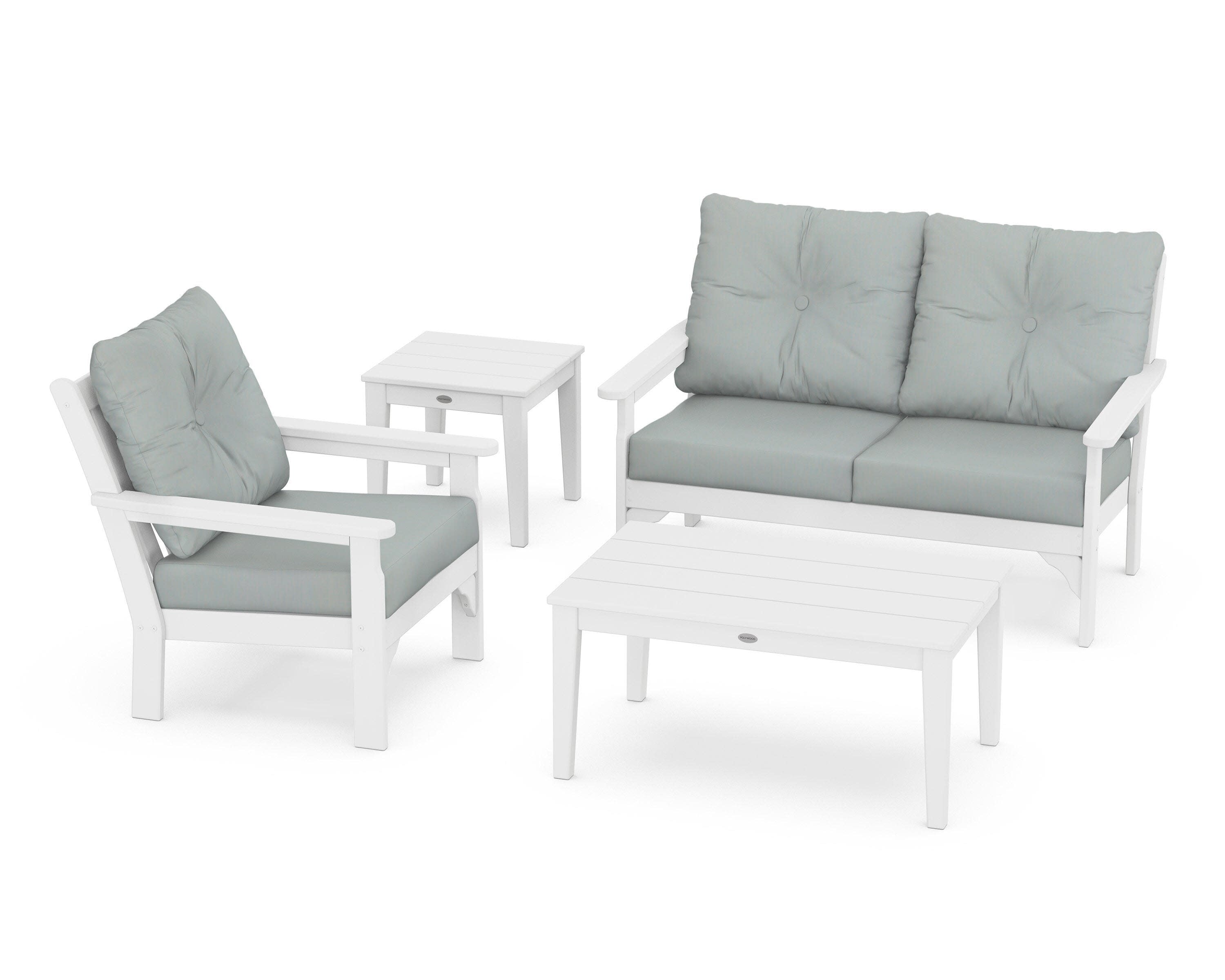 Vineyard 4-Piece Deep Seating Set in White / Spa