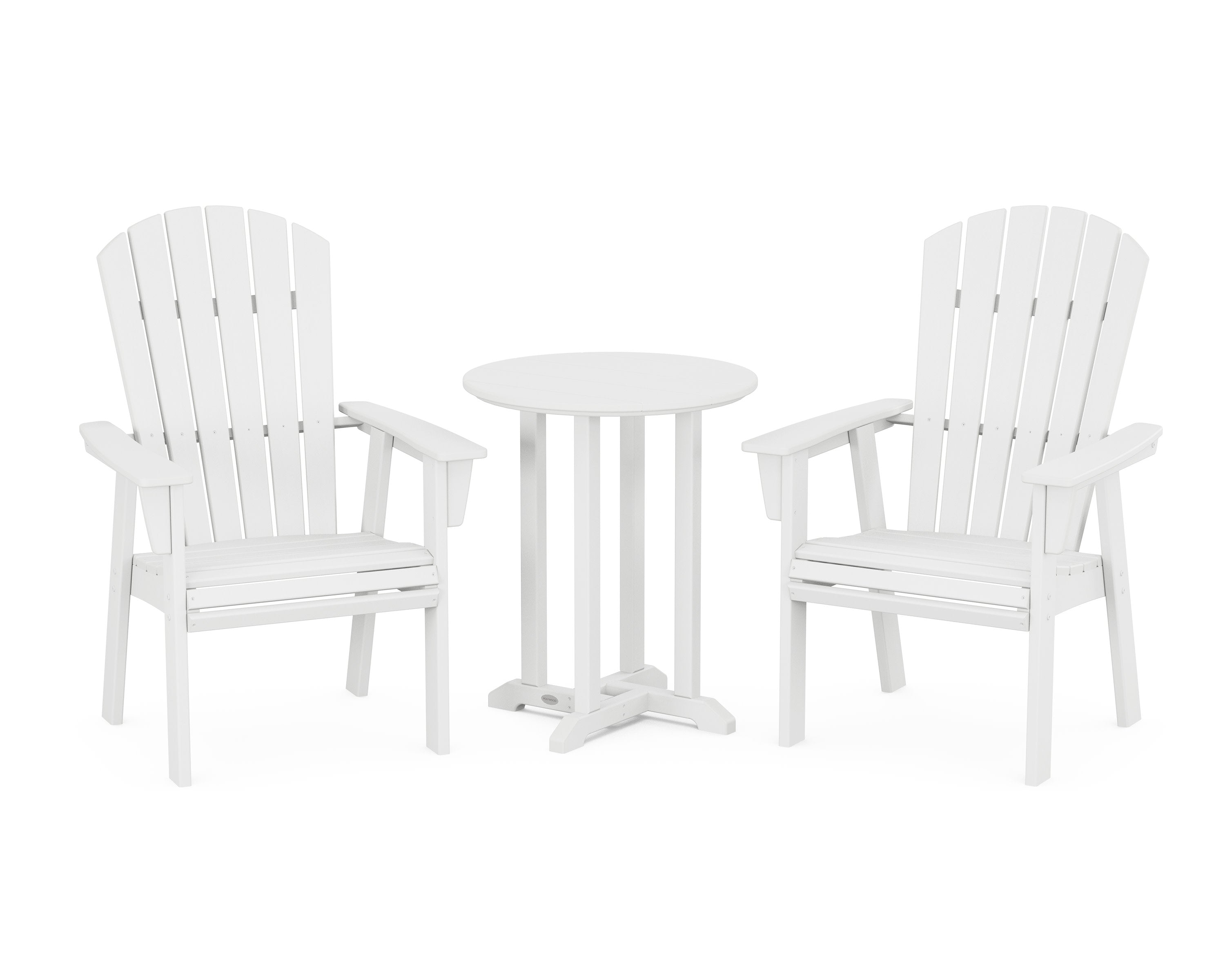 Nautical Adirondack 3-Piece Round Bistro Dining Set in White