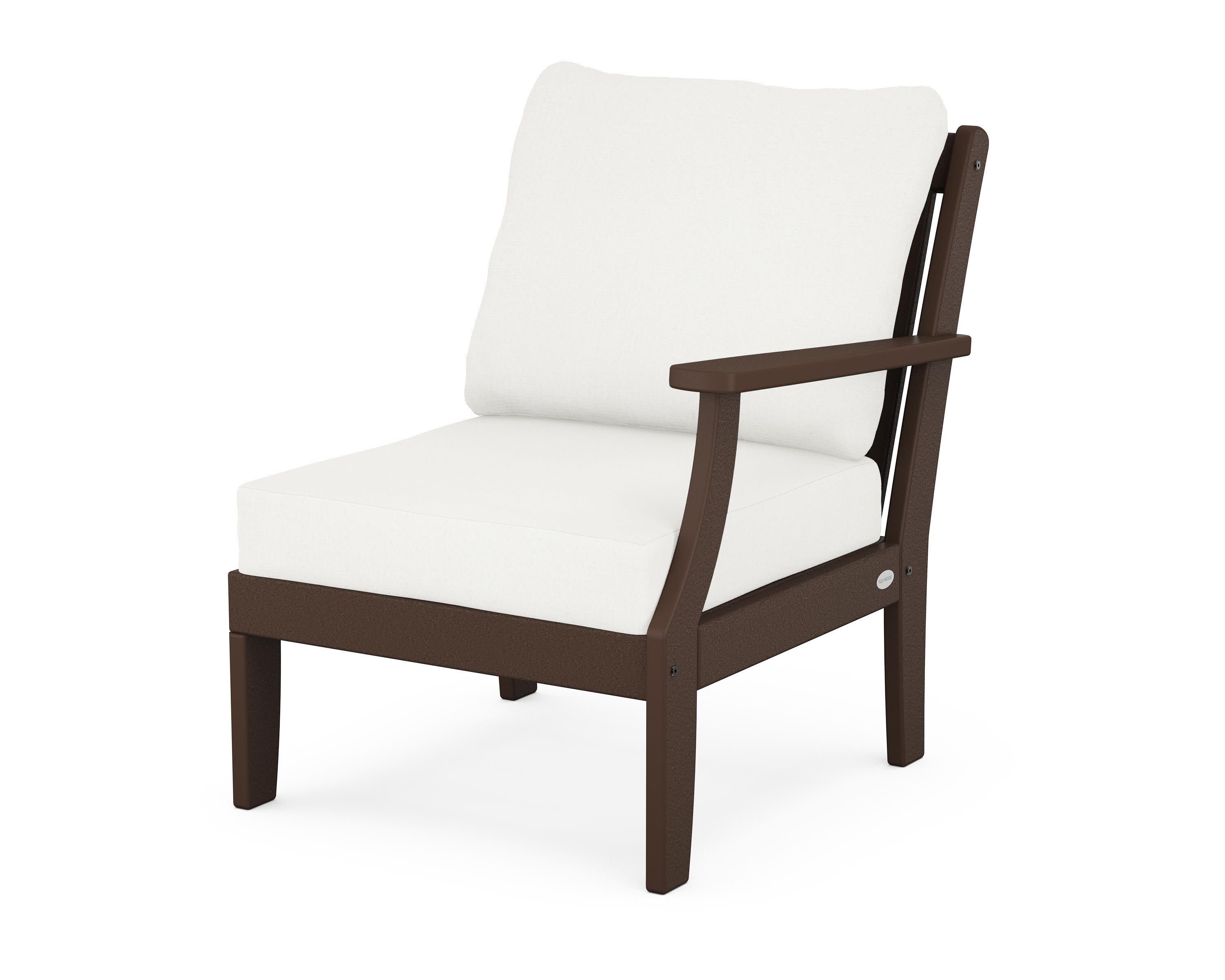 Braxton Modular Right Arm Chair in Mahogany / Natural Linen