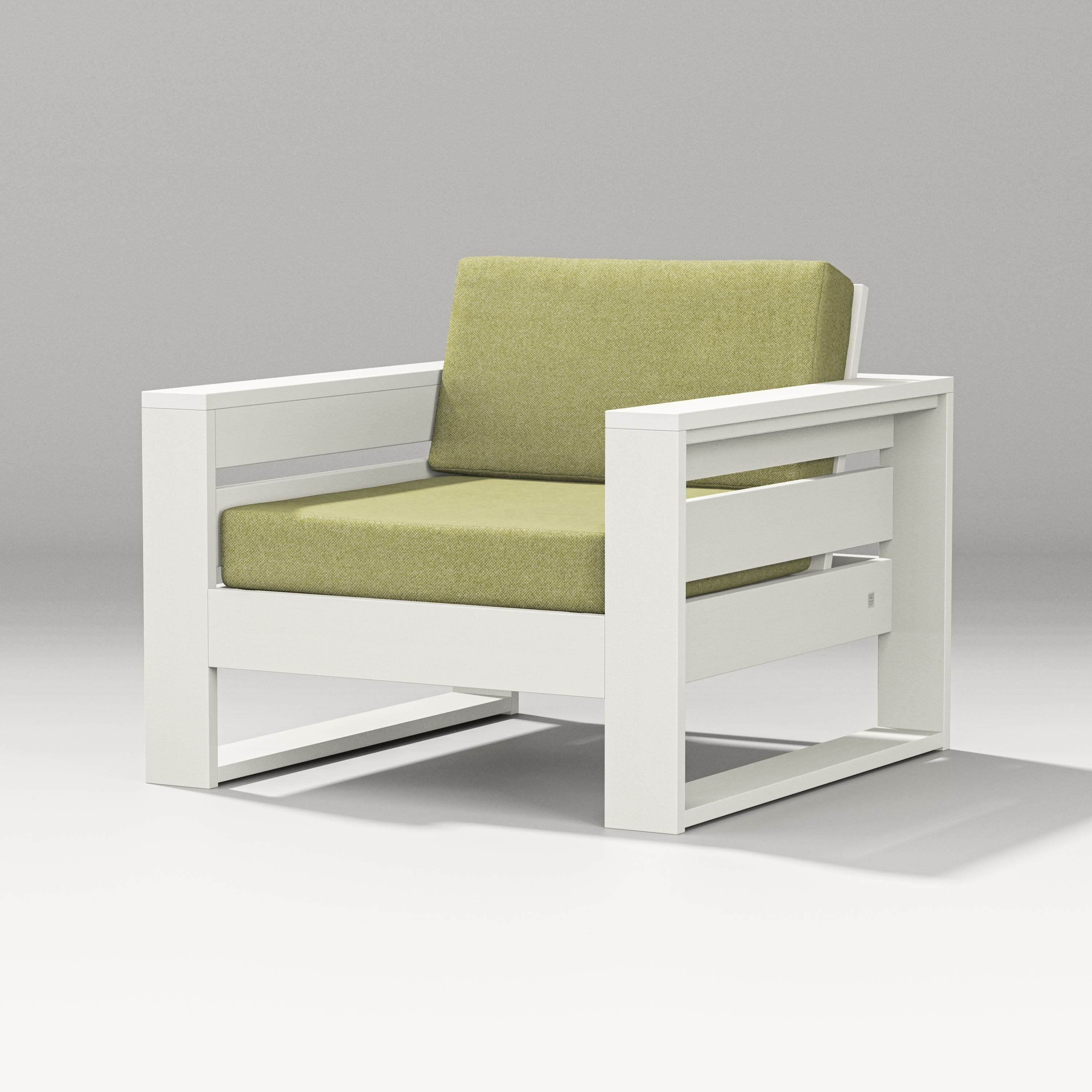 Latitude Lounge Chair in Vintage White / Chartreuse Boucle