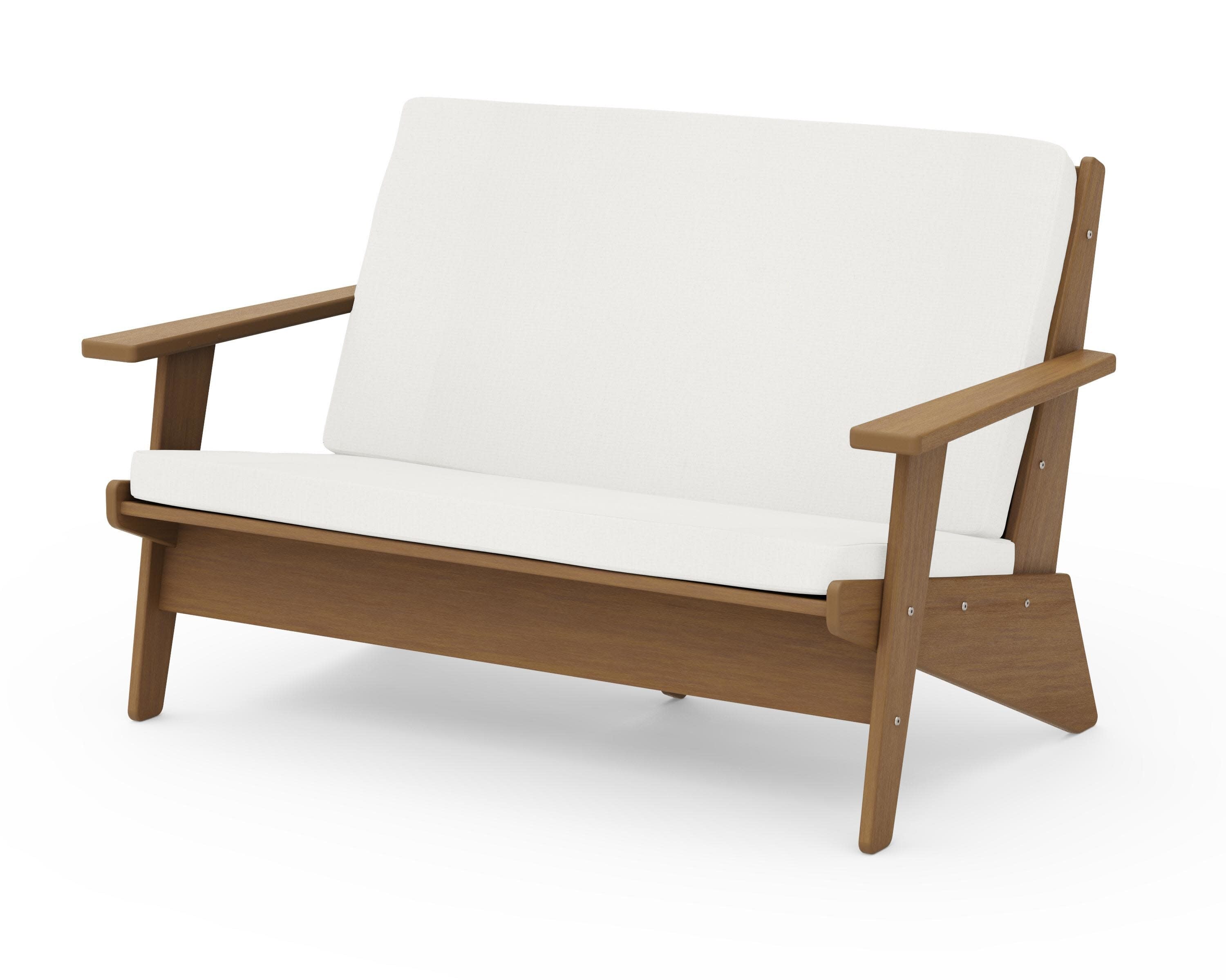 Riviera Modern Lounge Loveseat in Natural / Natural Linen